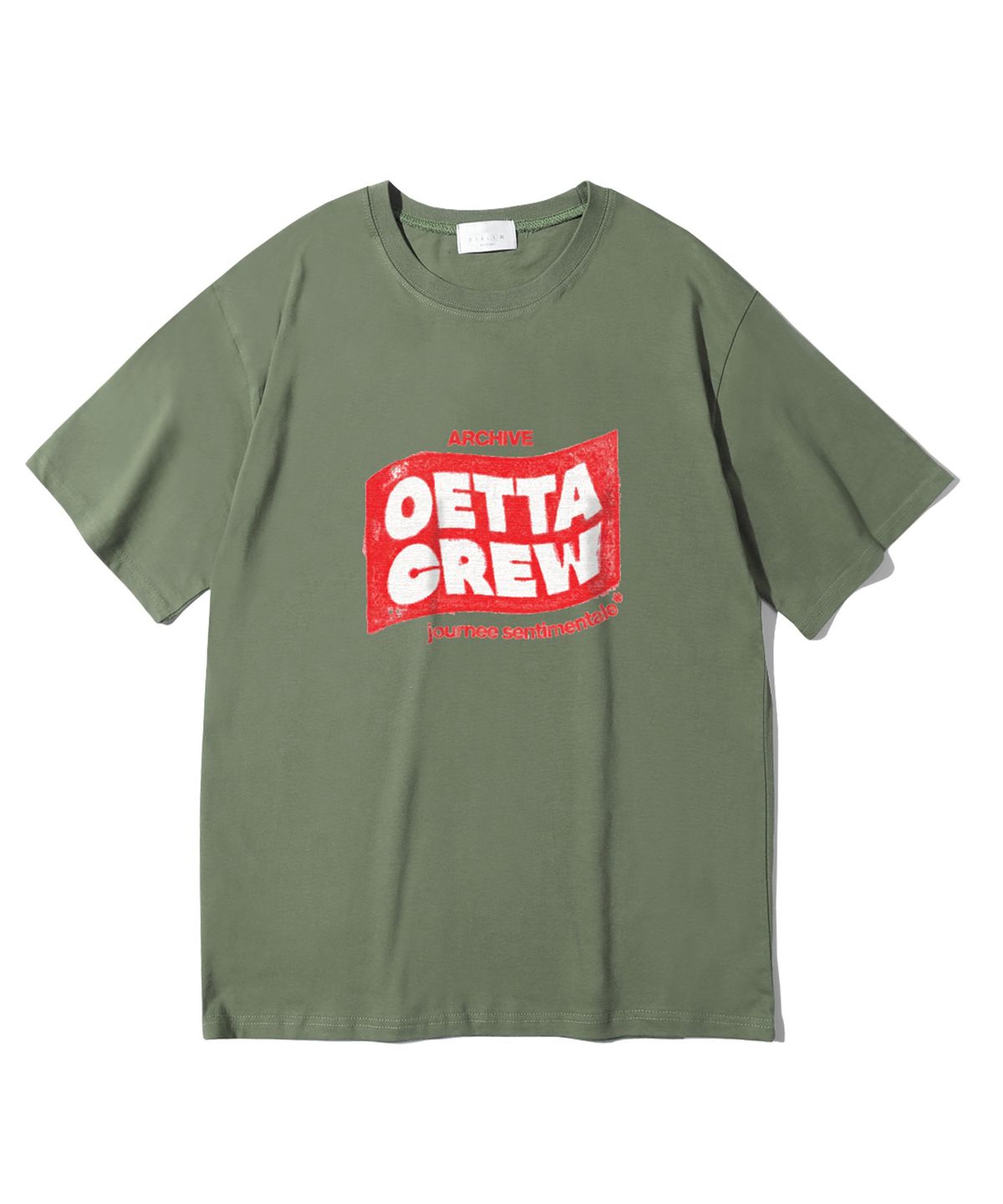오에타(OETTA) 크루 박스 더블코튼 오버핏 반팔티셔츠 카키 OTS26035
