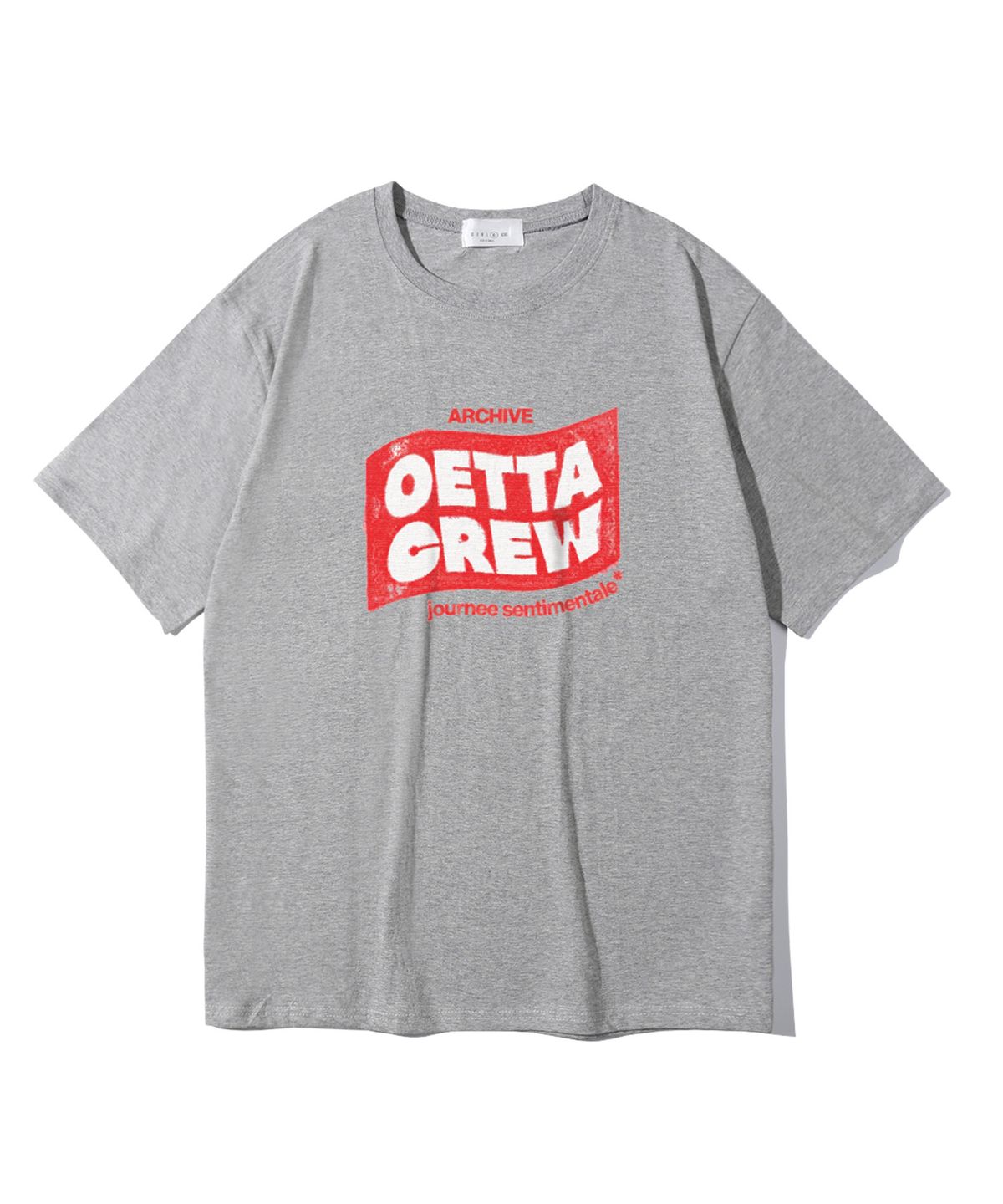 오에타(OETTA) 크루 박스 더블코튼 오버핏 반팔티셔츠 그레이 OTS26035