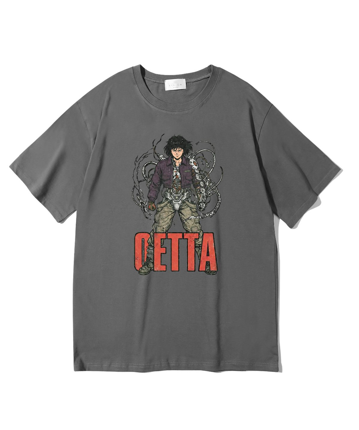 오에타(OETTA) 사이버펑크 더블코튼 오버핏 반팔티셔츠 다크그레이 OTS26034