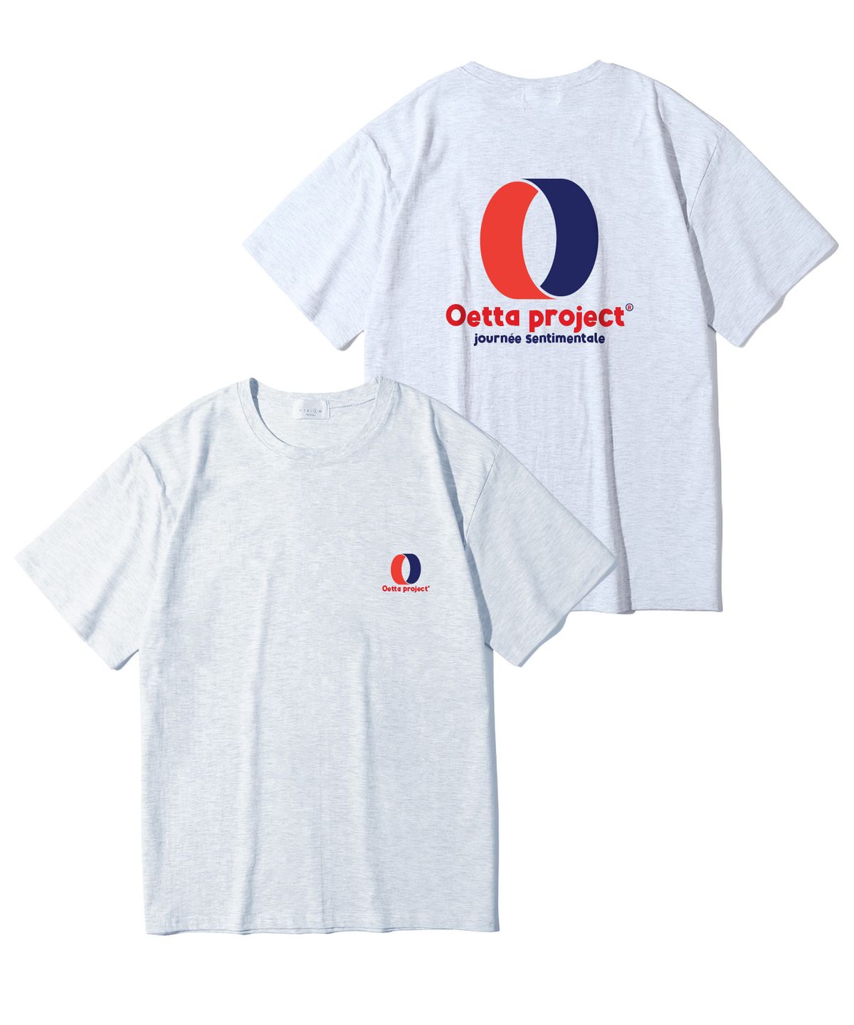 오에타(OETTA) 오빗 심볼 더블코튼 오버핏 반팔티셔츠 라이트그레이 OTS26032