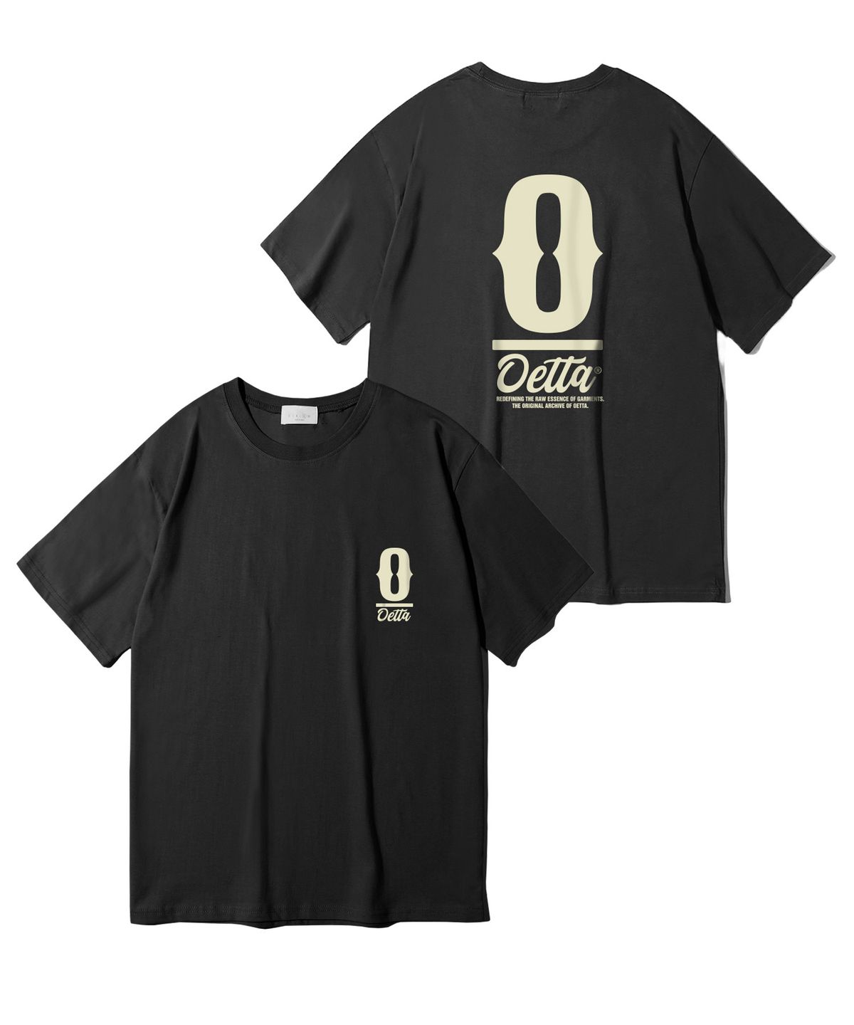 오에타(OETTA) 아치 셰이프 더블코튼 오버핏 반팔티셔츠 블랙 OTS26031