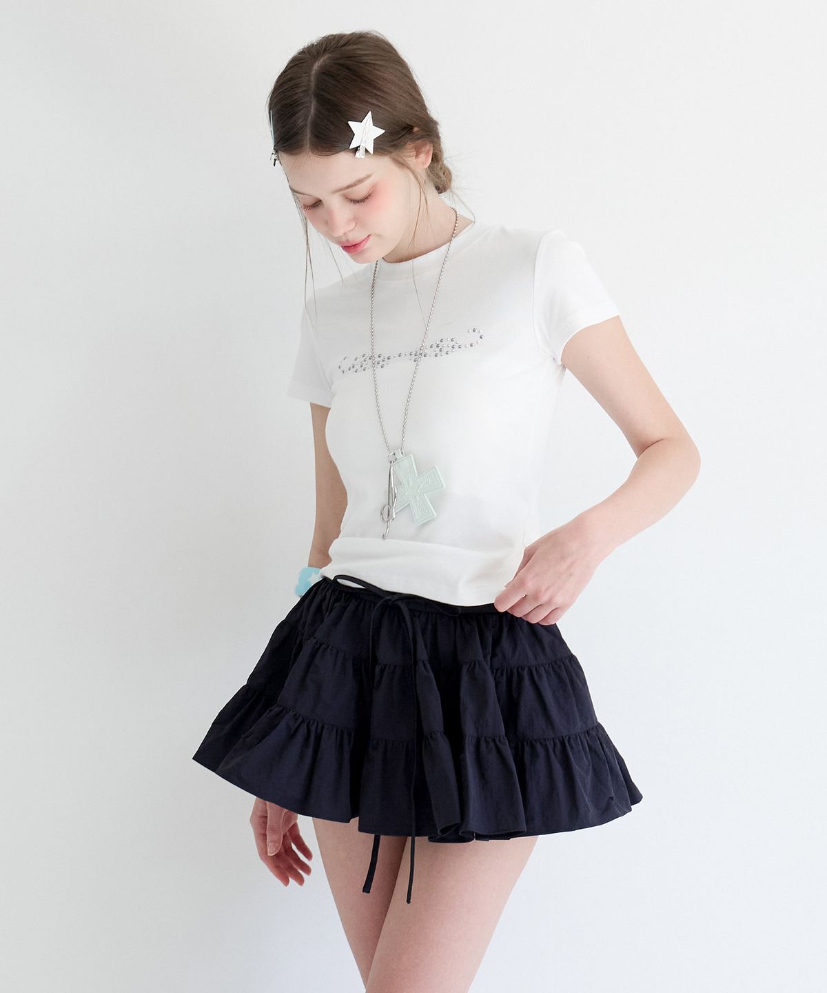 알키알카(ALKI ALKA) Puffy Mini Skirt (Dark Navy)