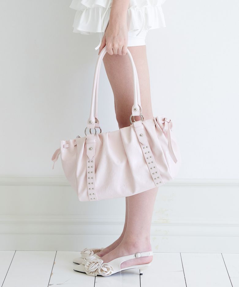 Studded Ruched Bag (Light Pink)