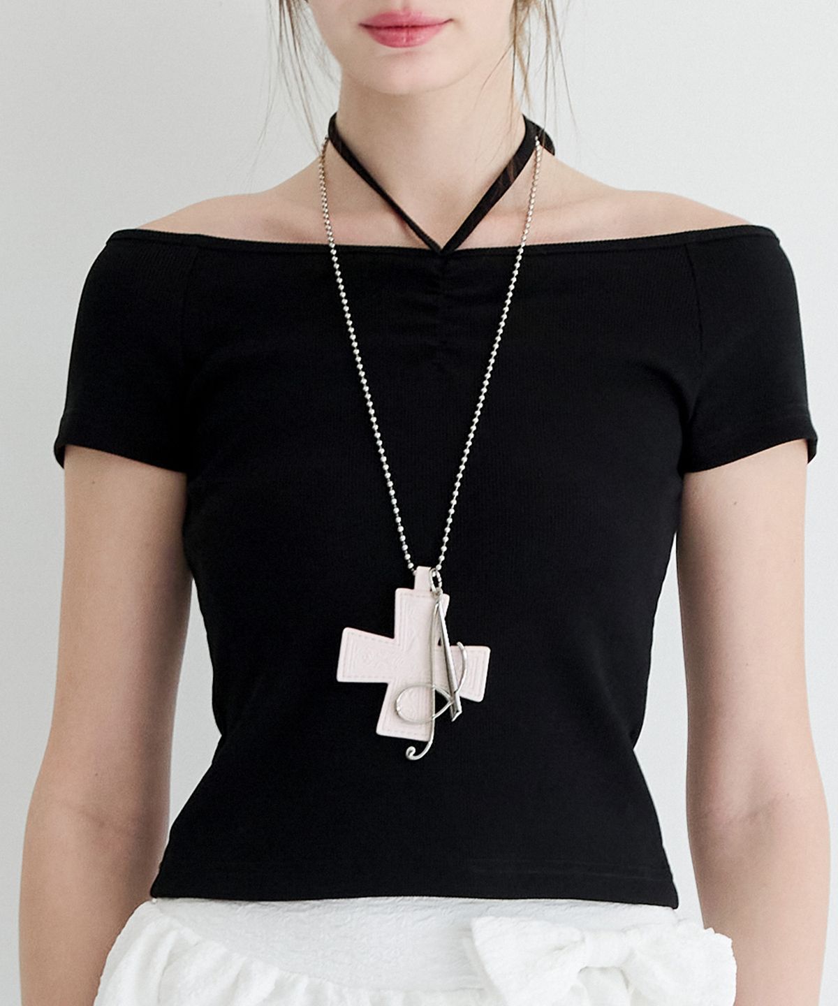 알키알카(ALKI ALKA) Cross Keychain Necklace (Light Pink)