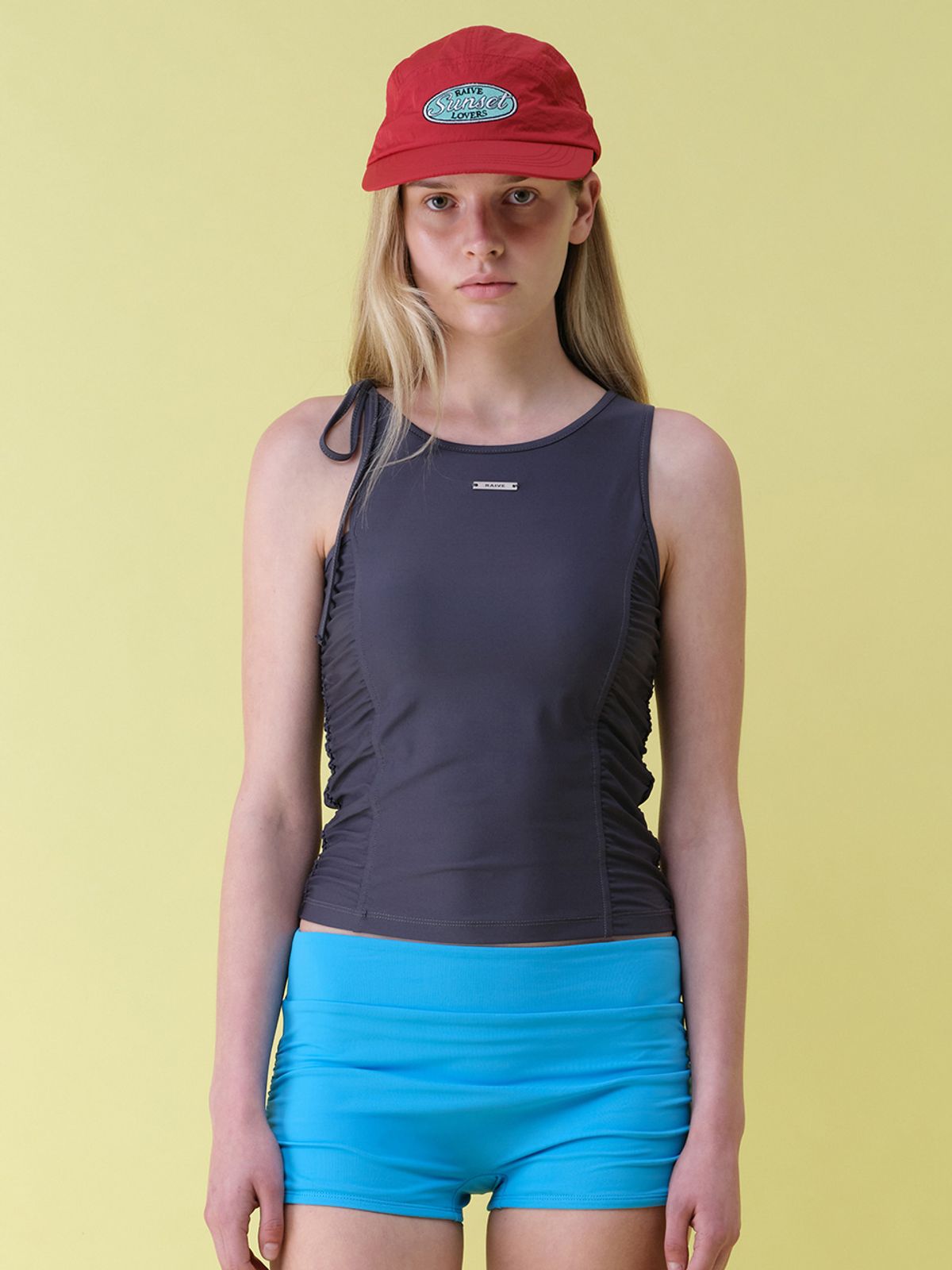레이브(RAIVE) One-shoulder Shirring Swimwear Top VX6MW691_2color
