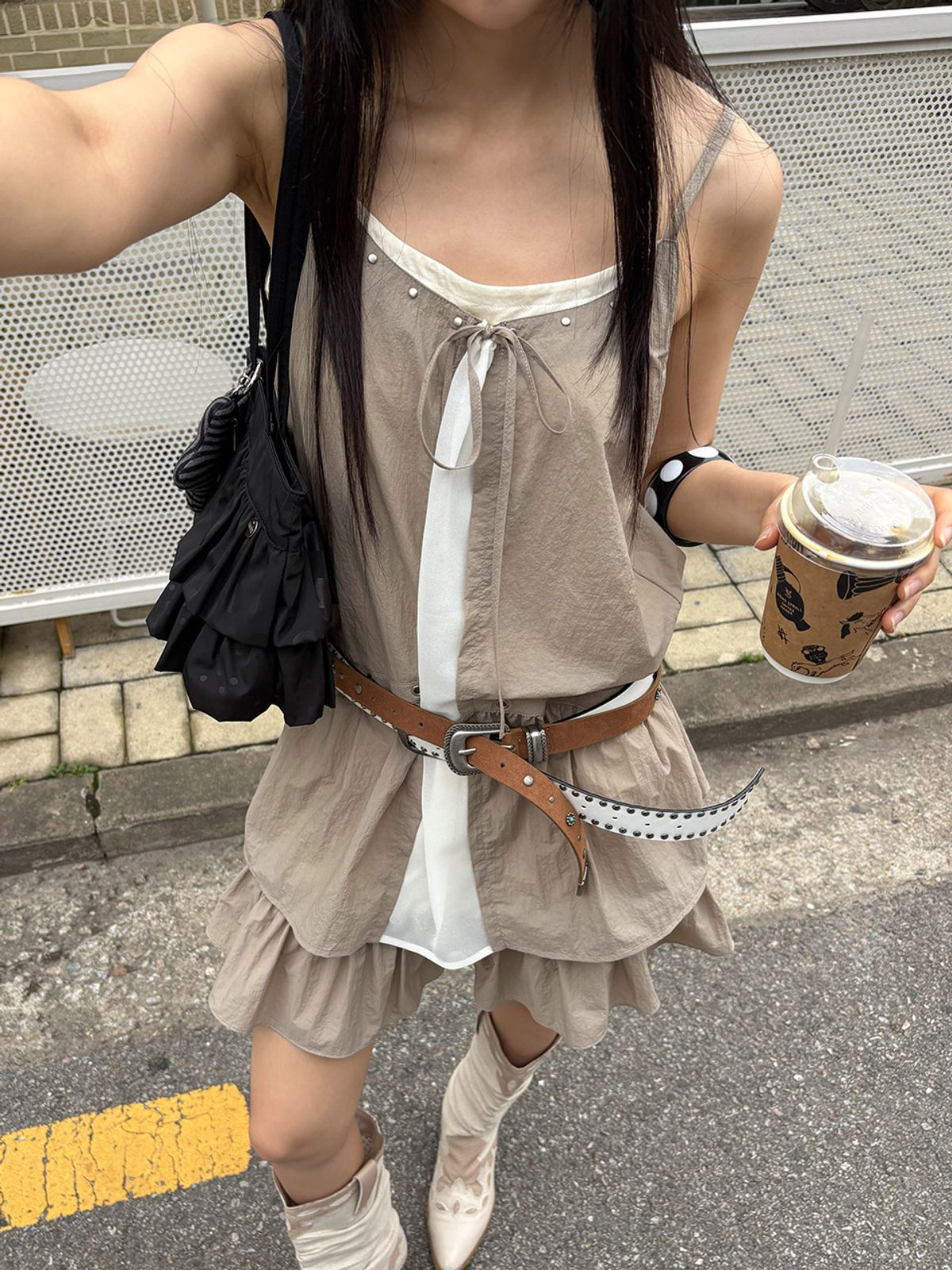 레이브(RAIVE) Contrast Eyelet Mini Dress VW6MO563_2color