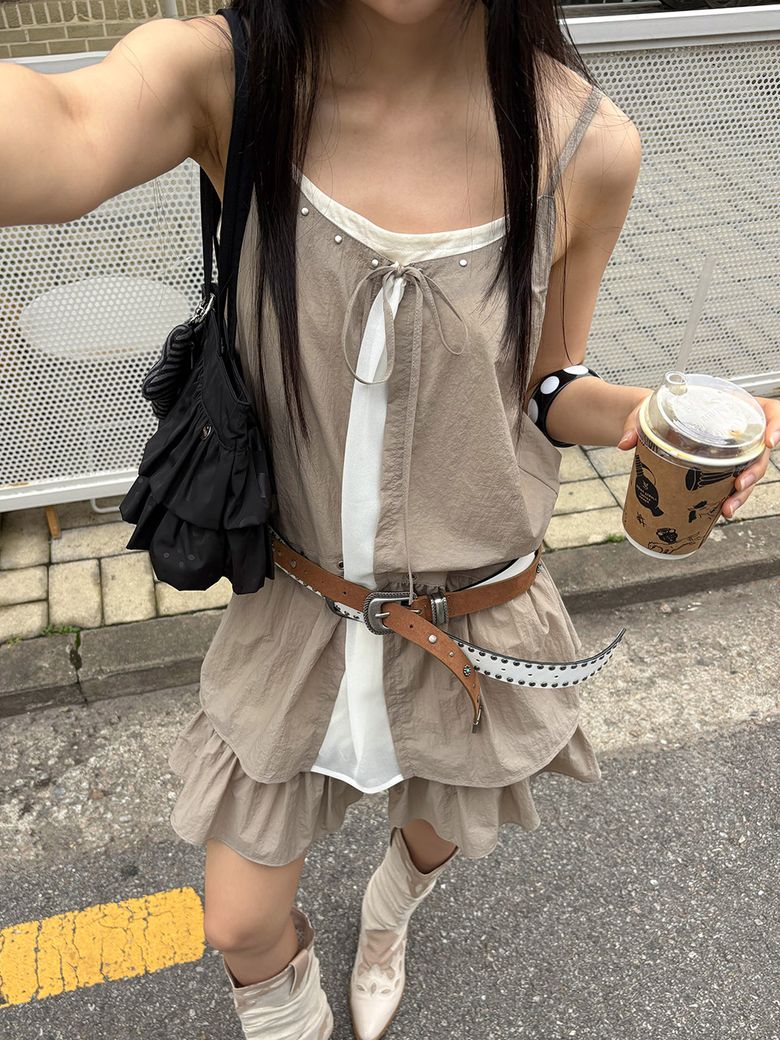 Contrast Eyelet Mini Dress VW6MO563_2color