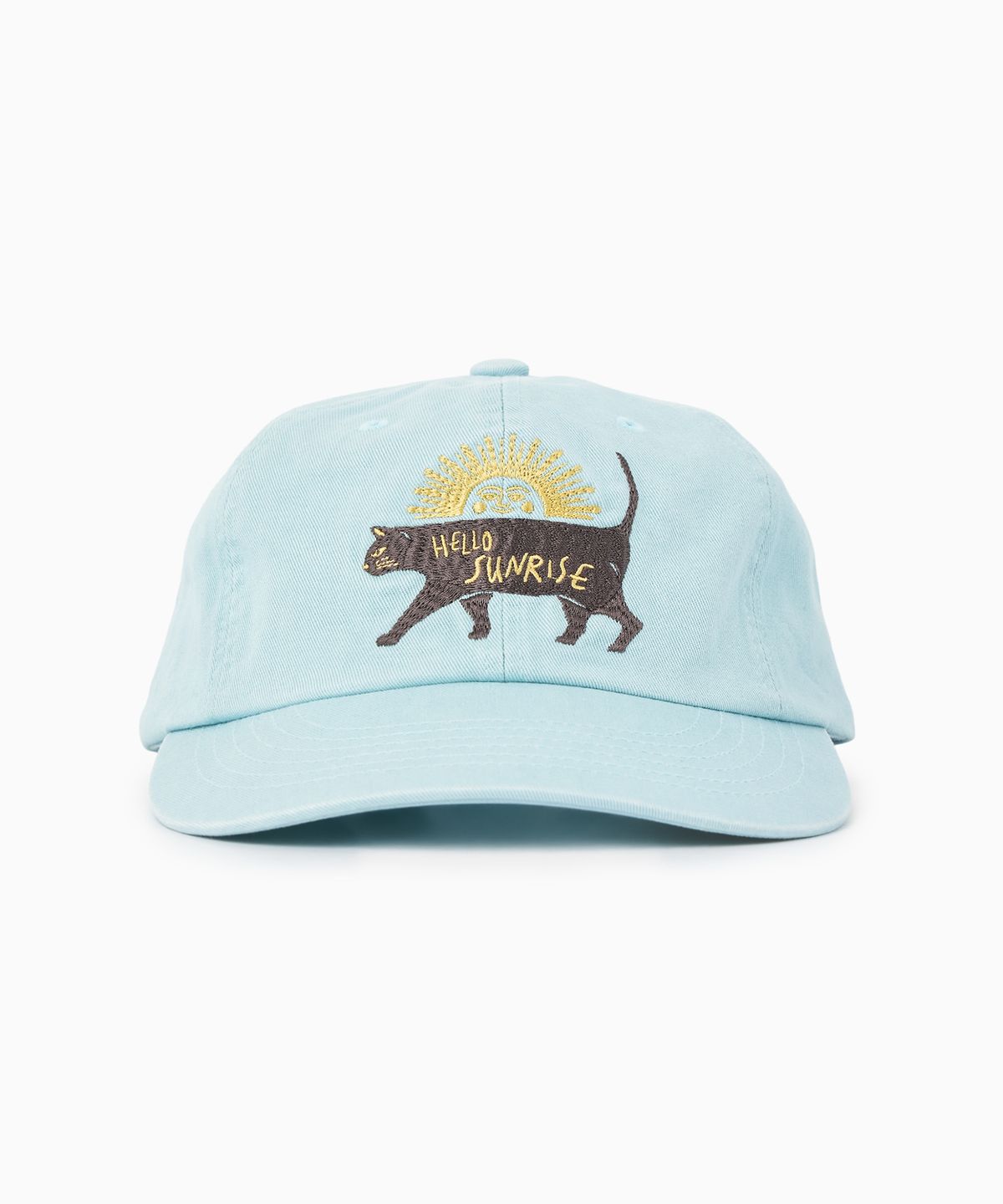 헬로 선라이즈(HELLO SUNRISE) Washed VTG Cat Logo 6panel Cap_Soft Teal