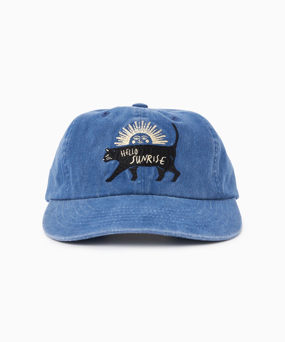 헬로 선라이즈(HELLO SUNRISE) Washed VTG Cat Logo 6panel Cap_Vintage Blue