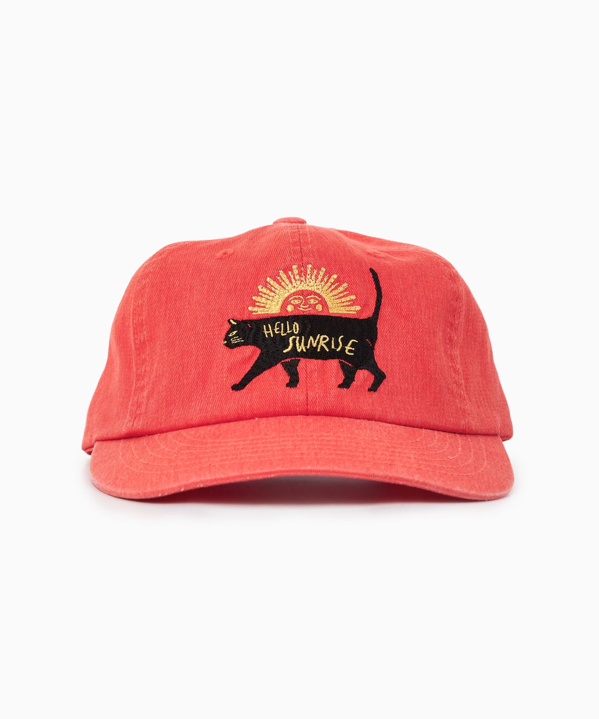 헬로 선라이즈(HELLO SUNRISE) Washed VTG Cat Logo 6panel Cap_Scarlet Orange