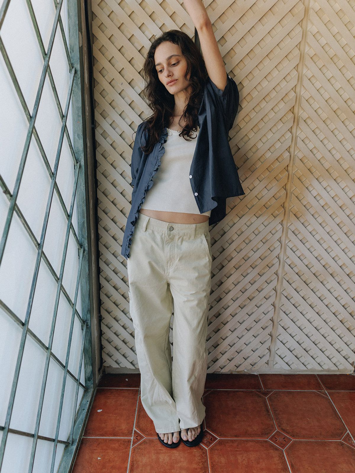 헌치(HUNCH) Wide-Leg Cargo Cotton Pants