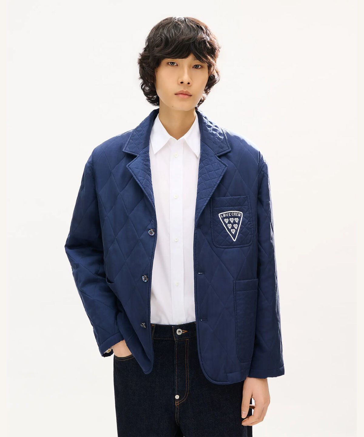 겐조(KENZO) 남성 겐조 뱃지 퀼티드 워크웨어 자켓_K265AMJB01NYX