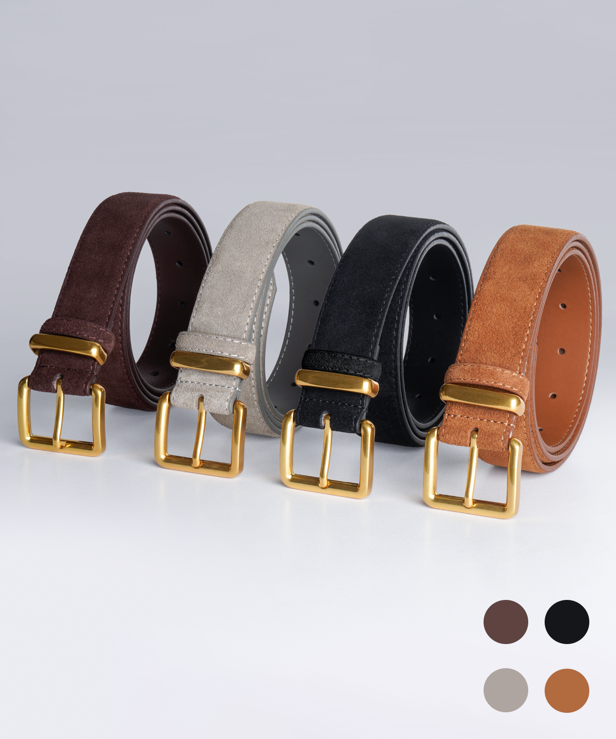 버튼서울(BUTTON SEOUL) 스웨이드 스퀘어 앤틱 버클 벨트 (소가죽/4 COLOR)