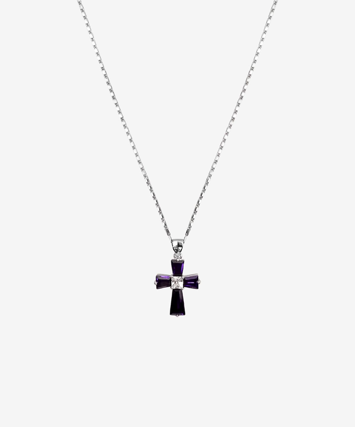 블랙 퍼플(BLACK PURPLE) 롱 딜리 십자가 목걸이_퍼플 Long Dilly Cross Necklace_Purple