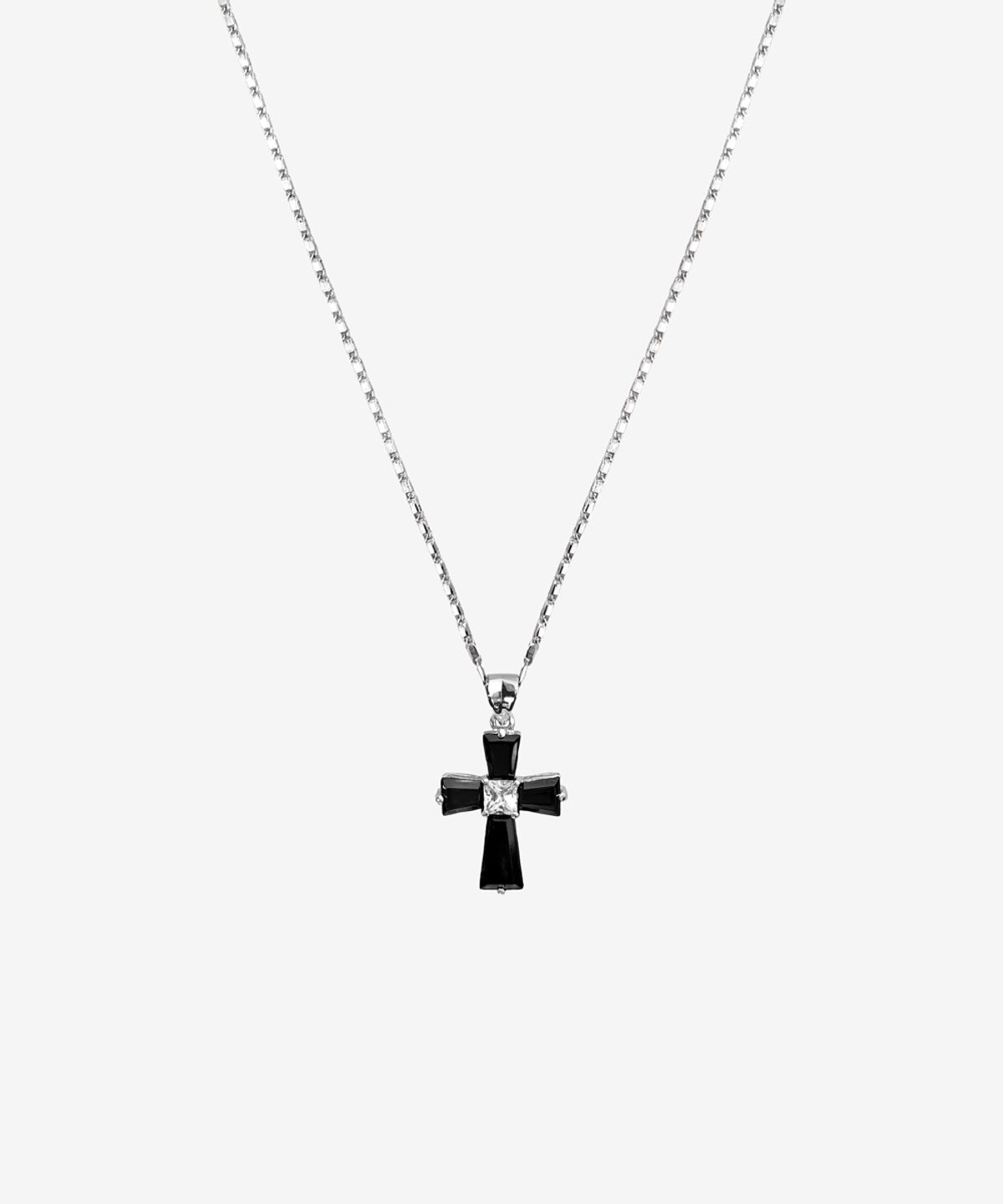 블랙 퍼플(BLACK PURPLE) 롱 딜리 십자가 목걸이_블랙 Long Dilly Cross Necklace_Black