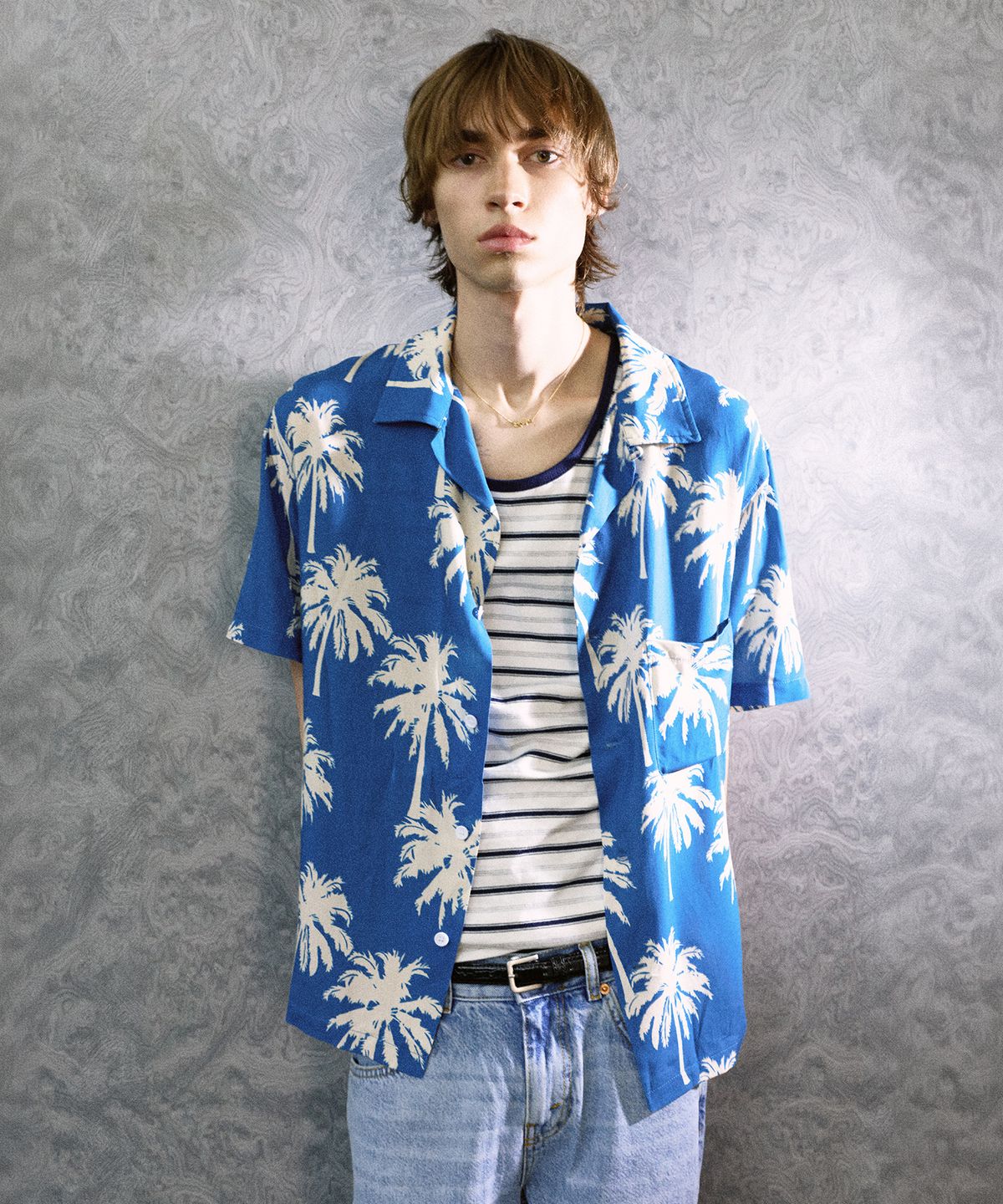 롤링스튜디오(ROLLINGSTUDIOS) HAWAIIAN SHIRT PALMTREE DEEP BLUE