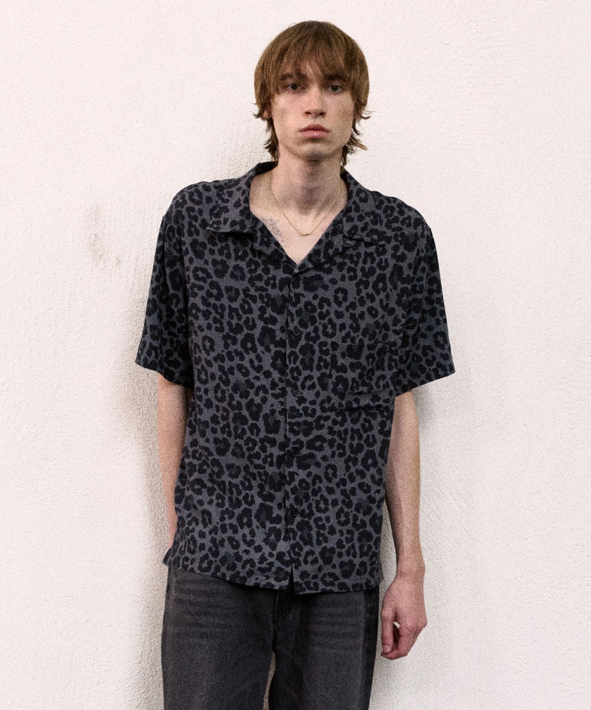 롤링스튜디오(ROLLINGSTUDIOS) HAWAIIAN SHIRT LEOPARD GREY
