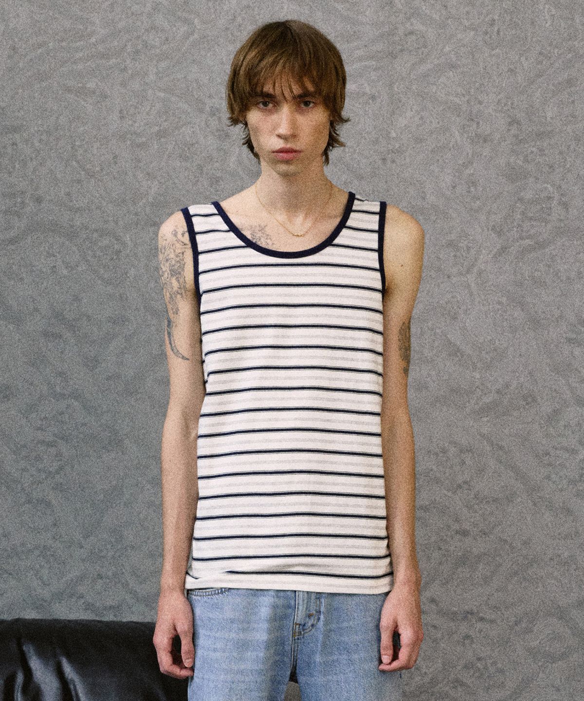 롤링스튜디오(ROLLINGSTUDIOS) COTTON STRIPE SLEEVELESS IVORY/NAVY