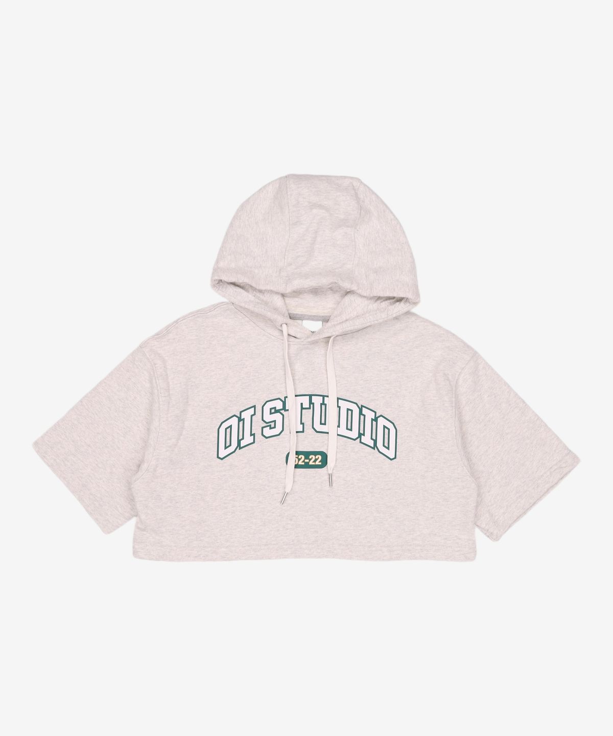 오아이오아이 컬렉션(OIOI COLLECTION) ARCH LOGO CROP HOODIE [LIGHT GREY] FREE