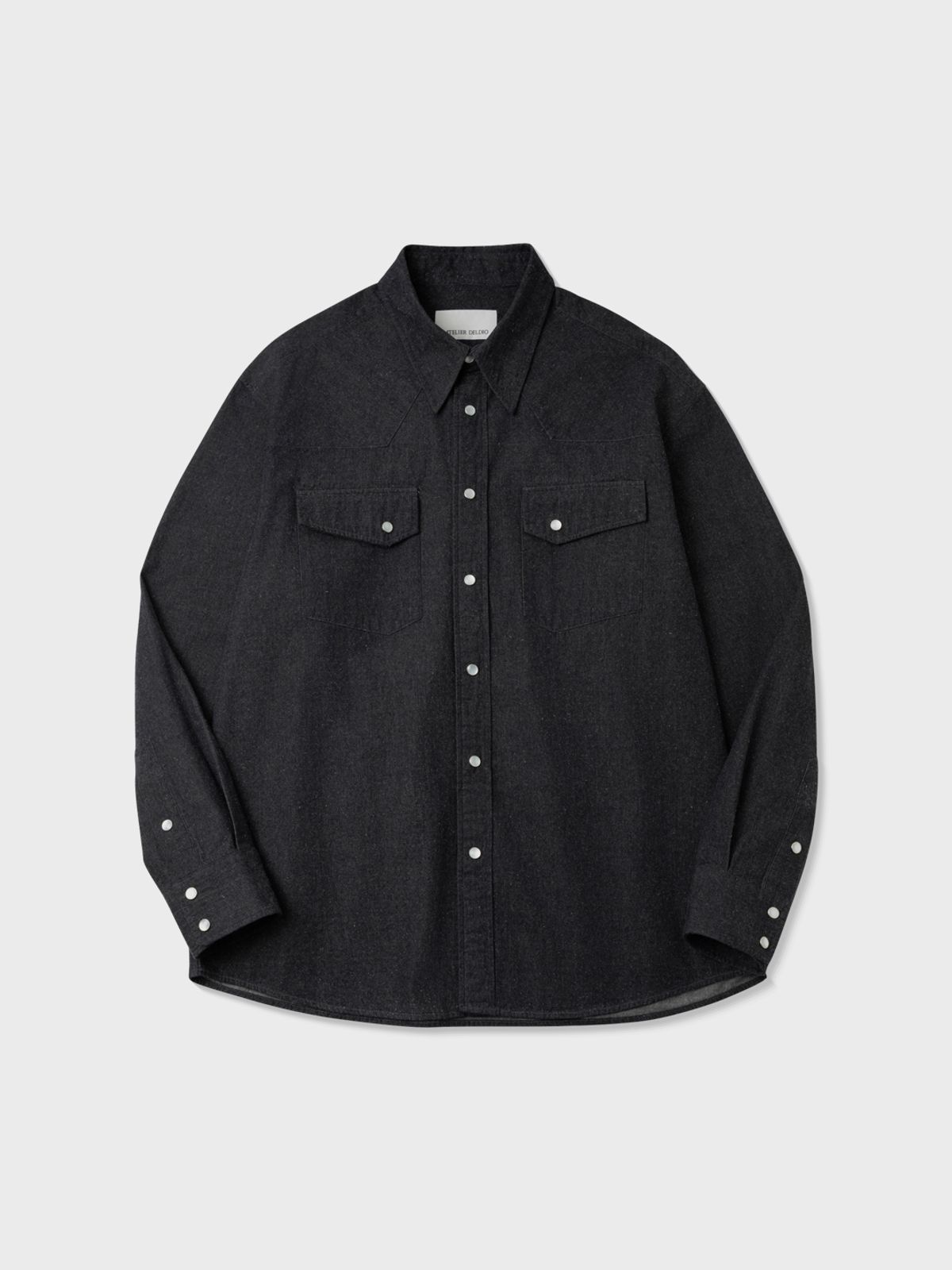 아틀리에 델디오(ATELIER DELDIO) 실크 노일 데님 웨스턴 셔츠 (BLACK)
