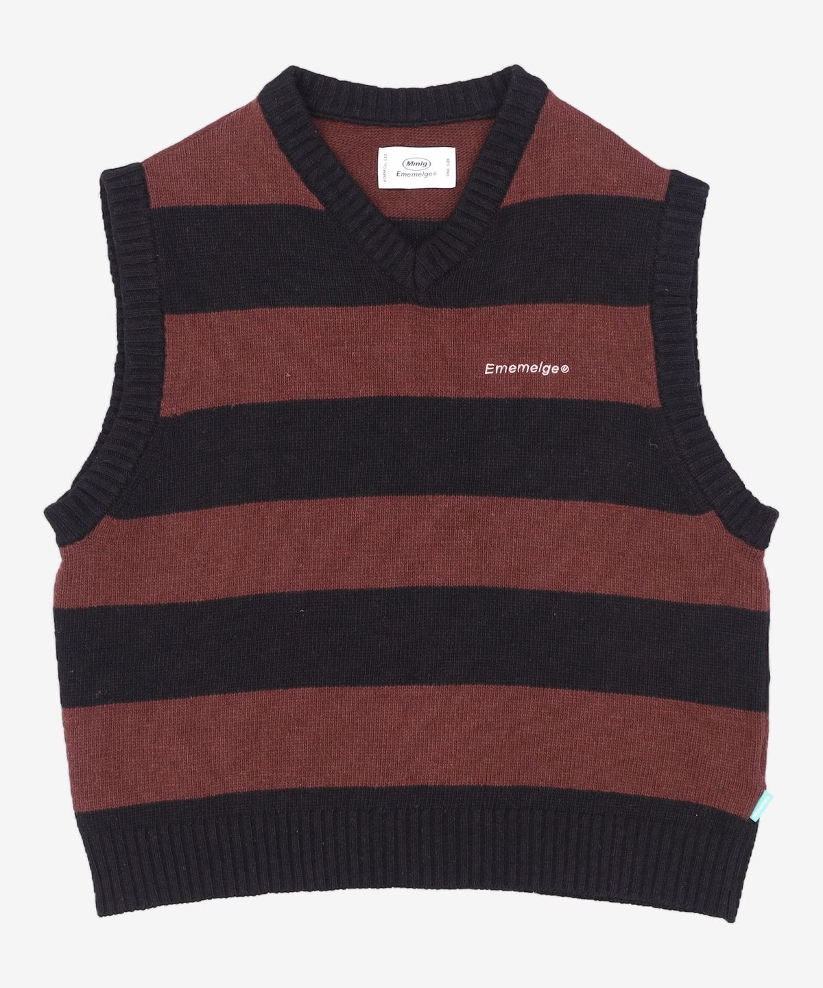 엠엠엘지(MMLG) [Mmlg] BORDER KNIT VEST (BLACK / BROWN) FREE
