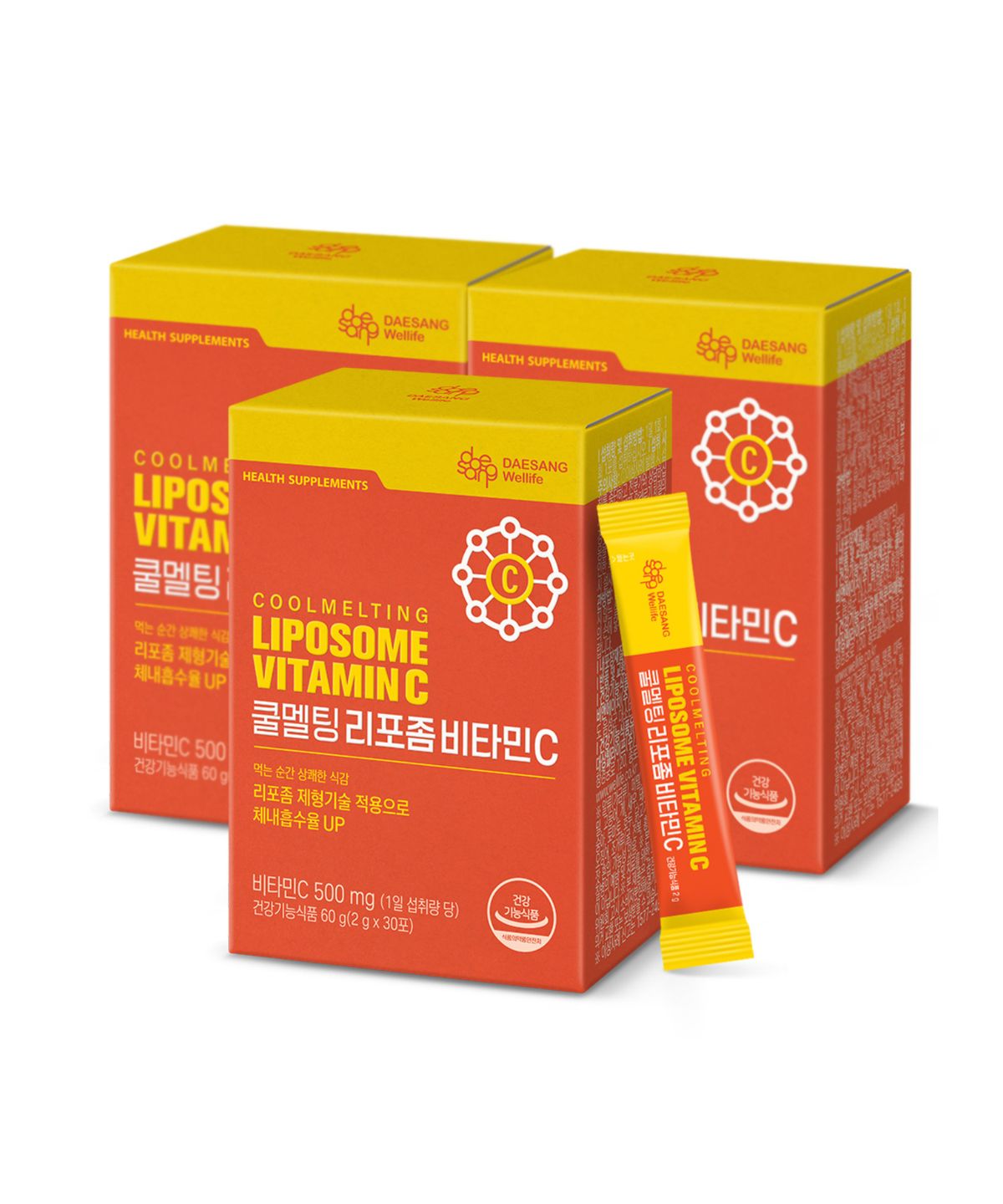 웰라이프(WELLIFE) 쿨멜팅 리포좀 비타민C 60g (2gx30포)X3 /90일분