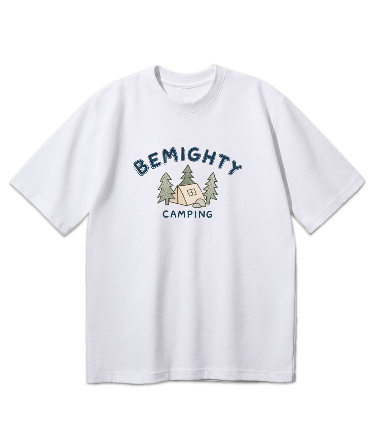 비마이티(BEMIGHTY) 크레용 캠핑 드로잉 오버핏 반팔티셔츠 [화이트]