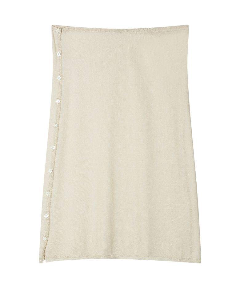 W) SUNDAY SHEER BUTTON SKIRT BEIGE
