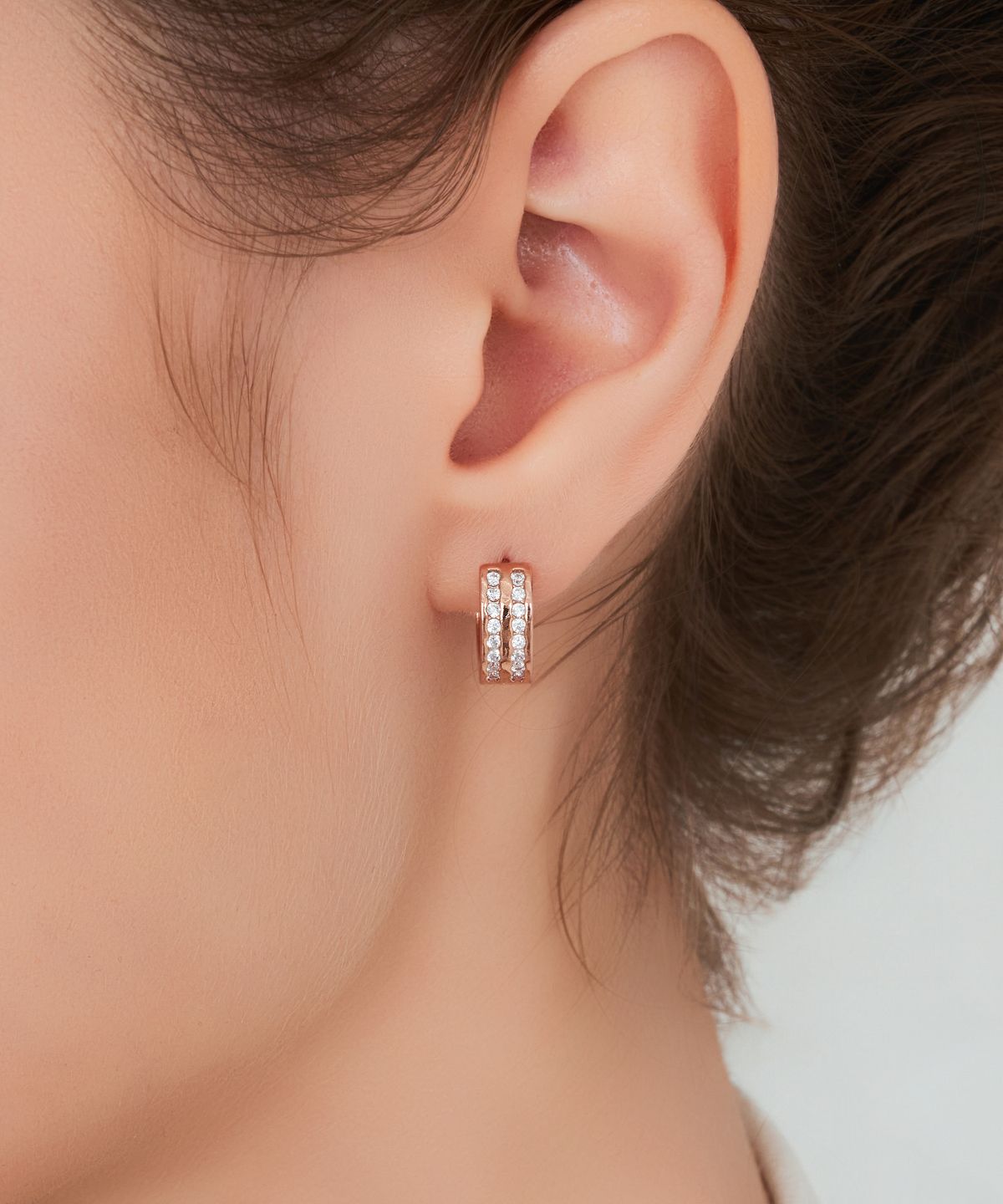 가이거주얼리(GEIGERJEWELRY) 18K GF 스퀘어 라인 원터치 링 귀걸이 GI8KPEE099