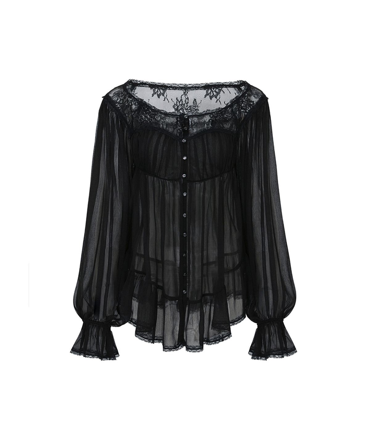 페인오어플레져(PAINORPLEASURE) MOONRISE BLOUSE black