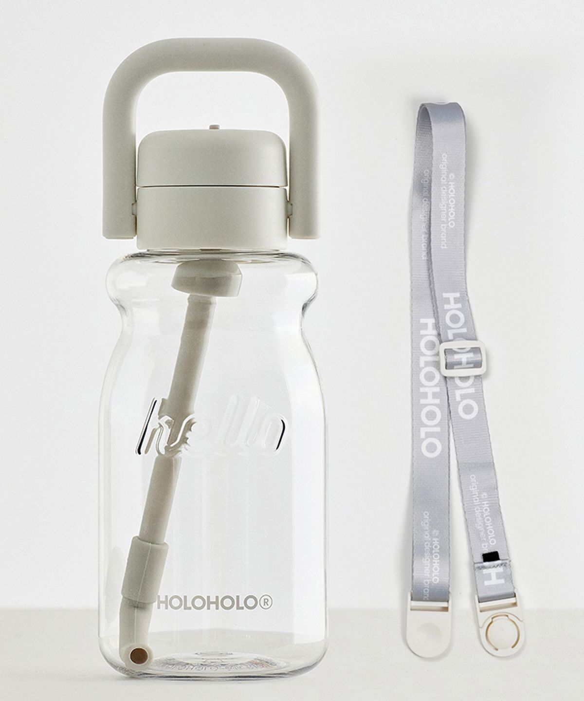 홀로홀로(HOLOHOLO) 원터치 트라이탄 밀크보틀 630ml+어깨스트랩 세트 화이트
