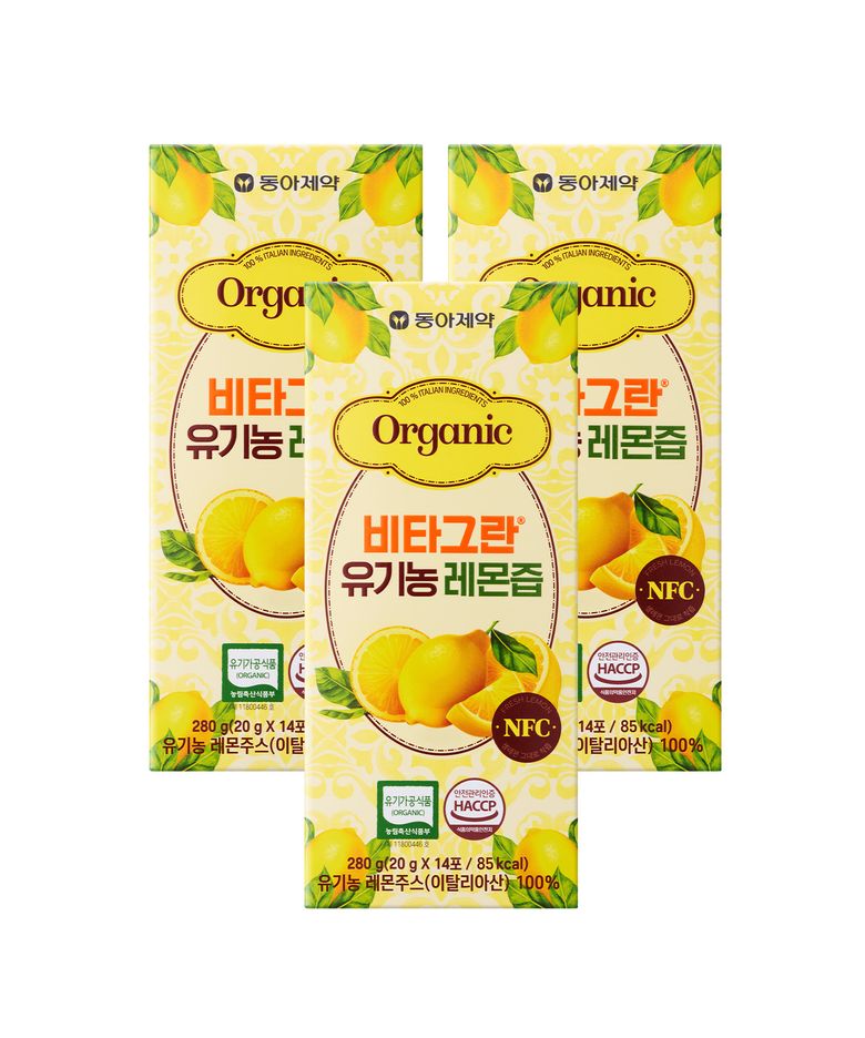 [NFC 착즙100%]동아제약 비타그란 유기농 레몬즙 (20g x14포)X3세트