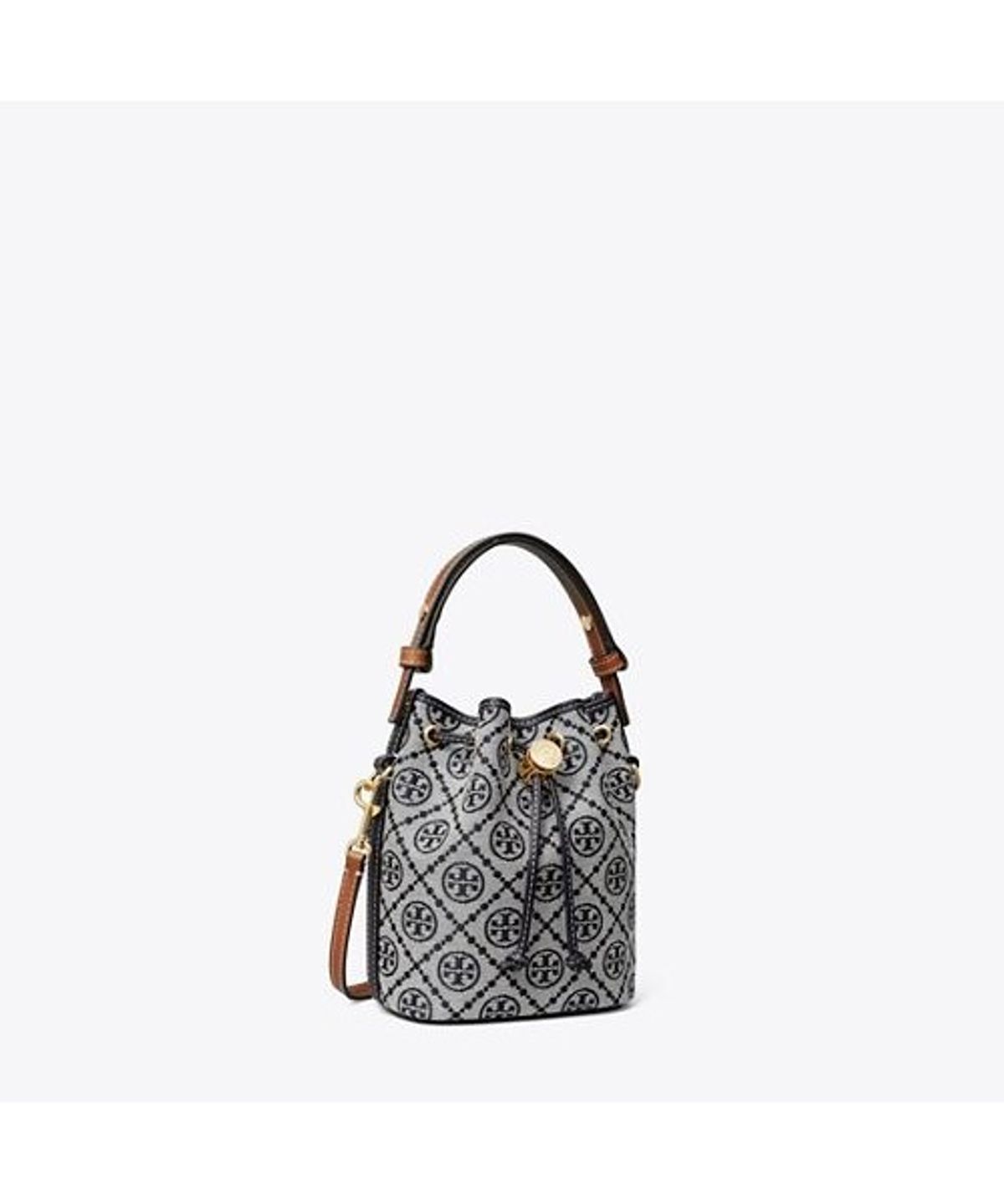 토리버치(TORYBURCH) 티 모노그램 미니 버킷 백 - 토리 네이비