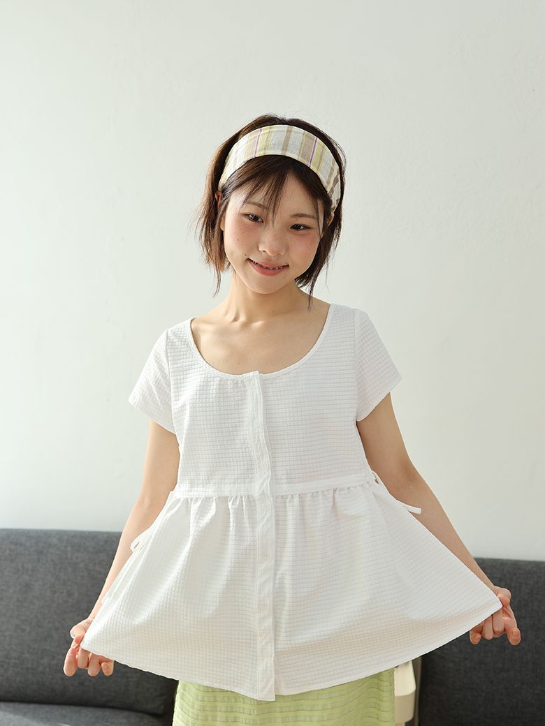 슬럼버 타이 블라우스 Slumber Tie Blouse (White)