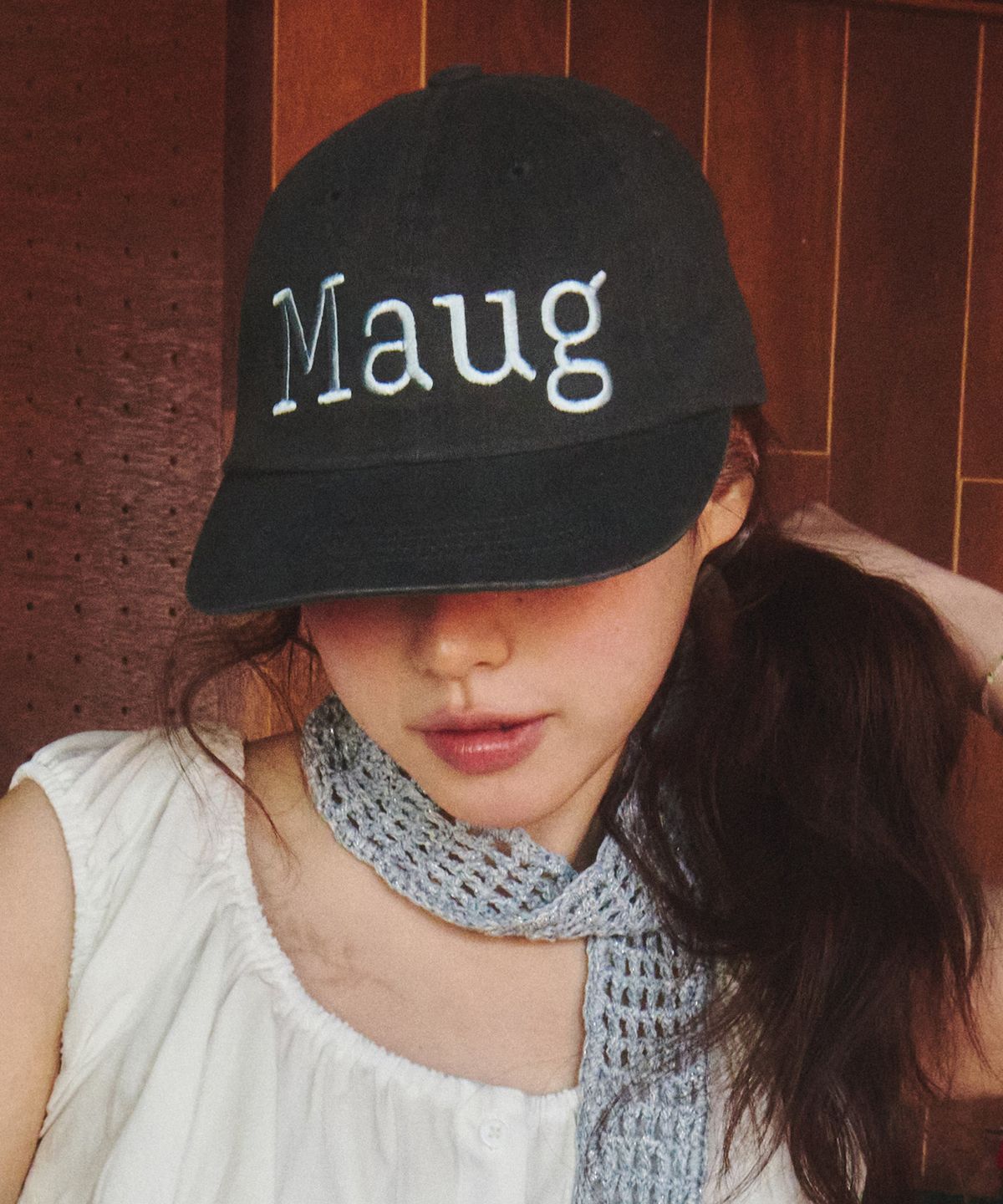 마우그(MAUG) 번 워싱 와이드 볼캡 그레이
