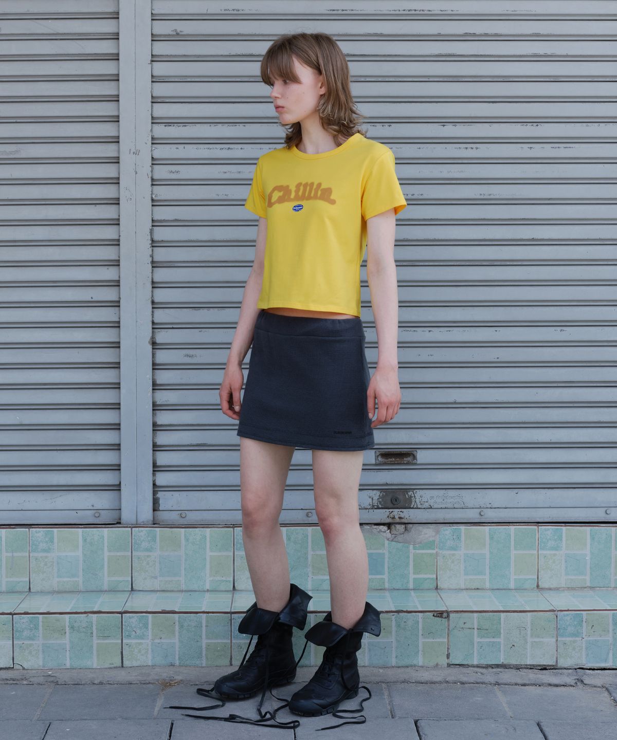 썬번프로젝트(SUNBURNPROJECT) WAFFLE BASIC MINI SKIRT, NAVY