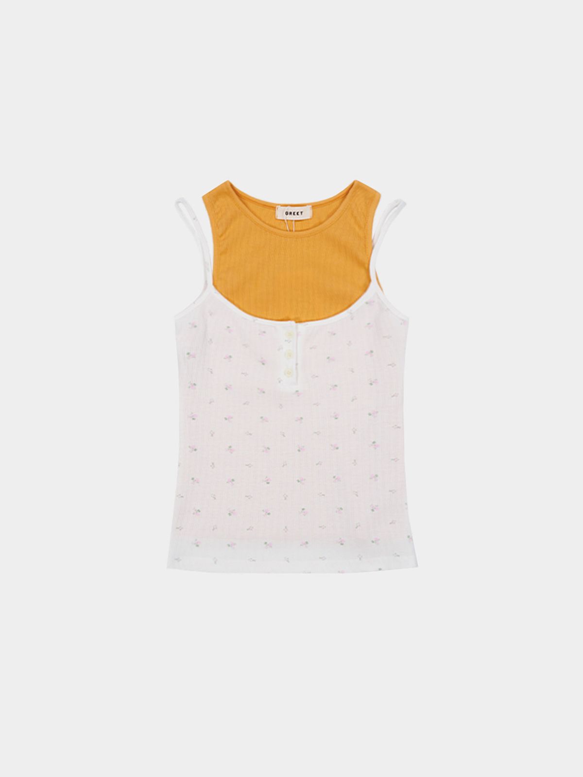 그리트(GREET) 로쥬 플라워 투웨이 레이어드 나시_Roju Top_Cream Ivory