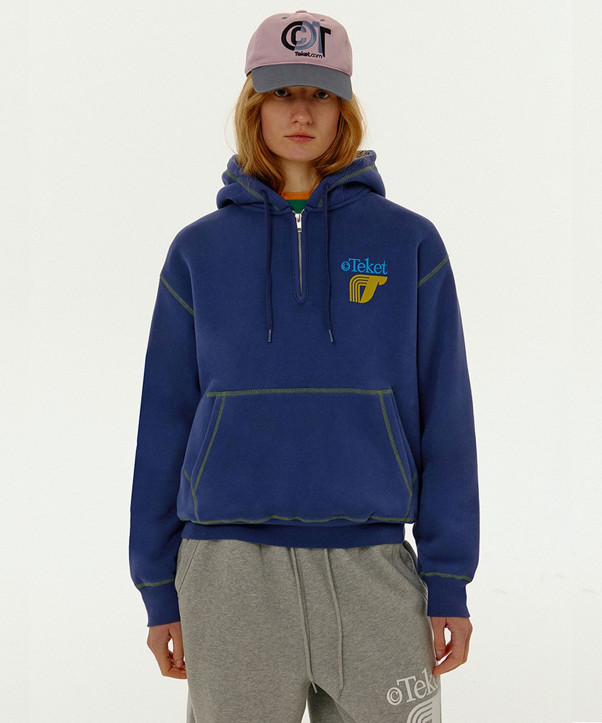 테켓(TEKET) Incur Half Zip Hoodie Navy