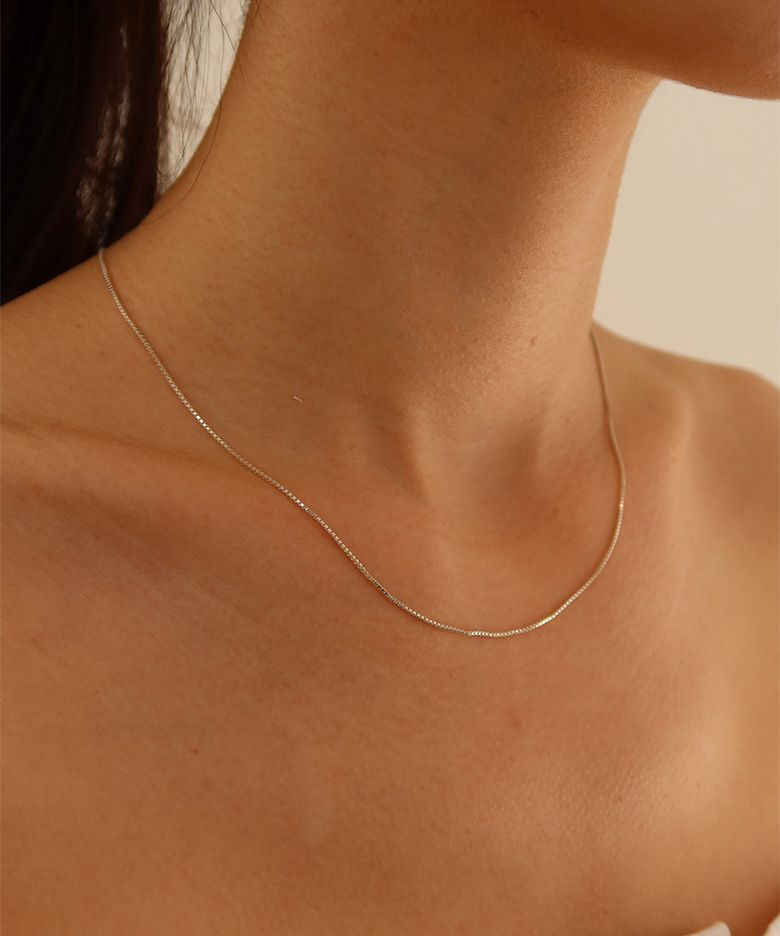 Square knot chain necklace_silver