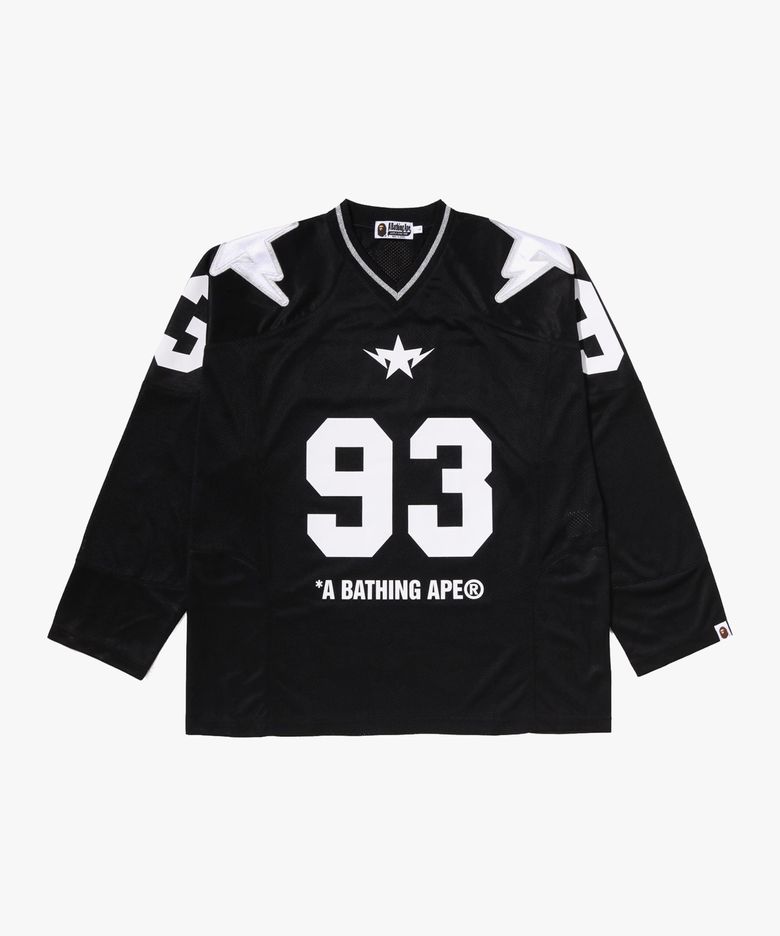 라인 카모 멀티 로고 크롭 핏 풋볼 져지(M) BLACK