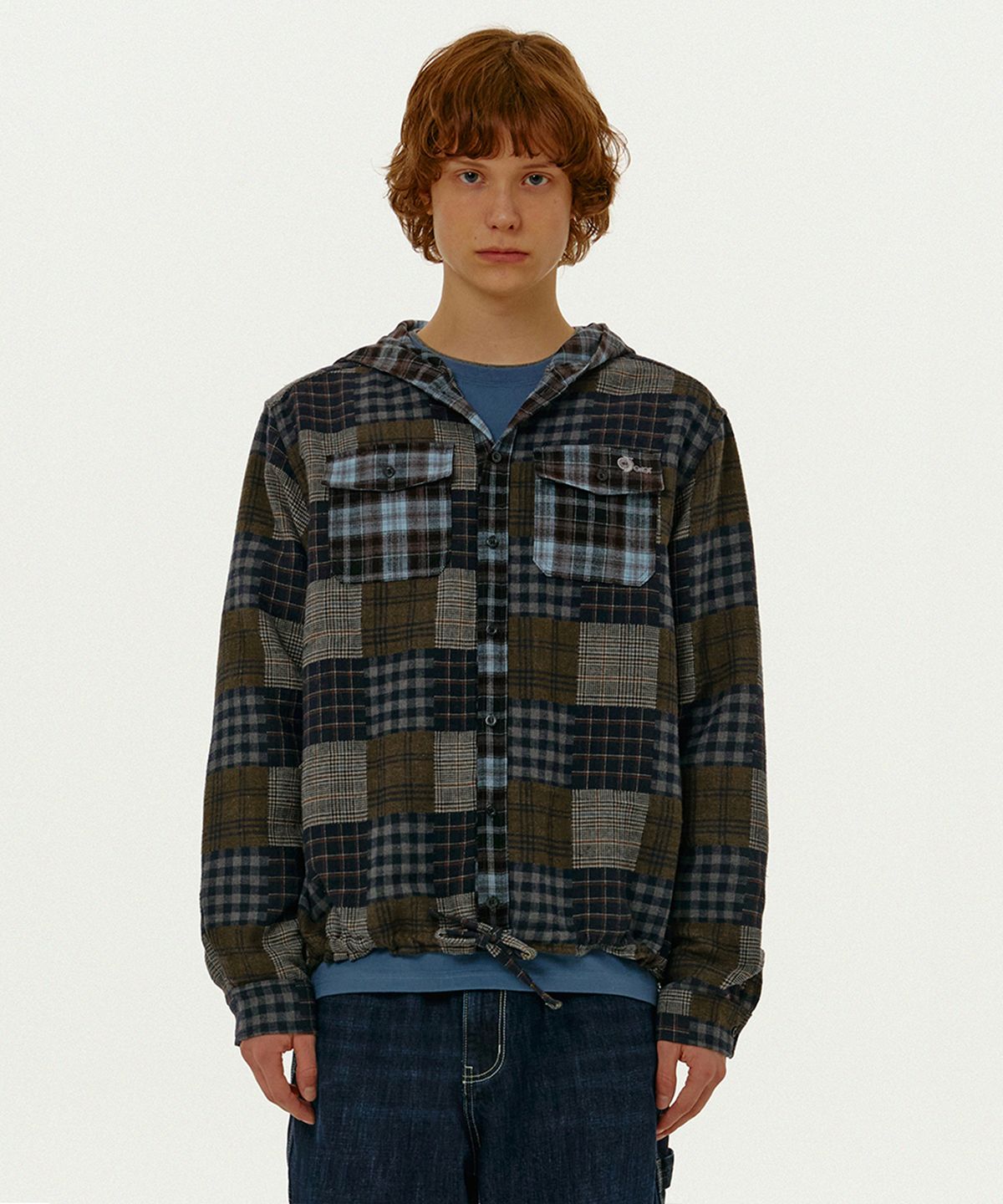 테켓(TEKET) CT Curve Mix Check Shirt Navy