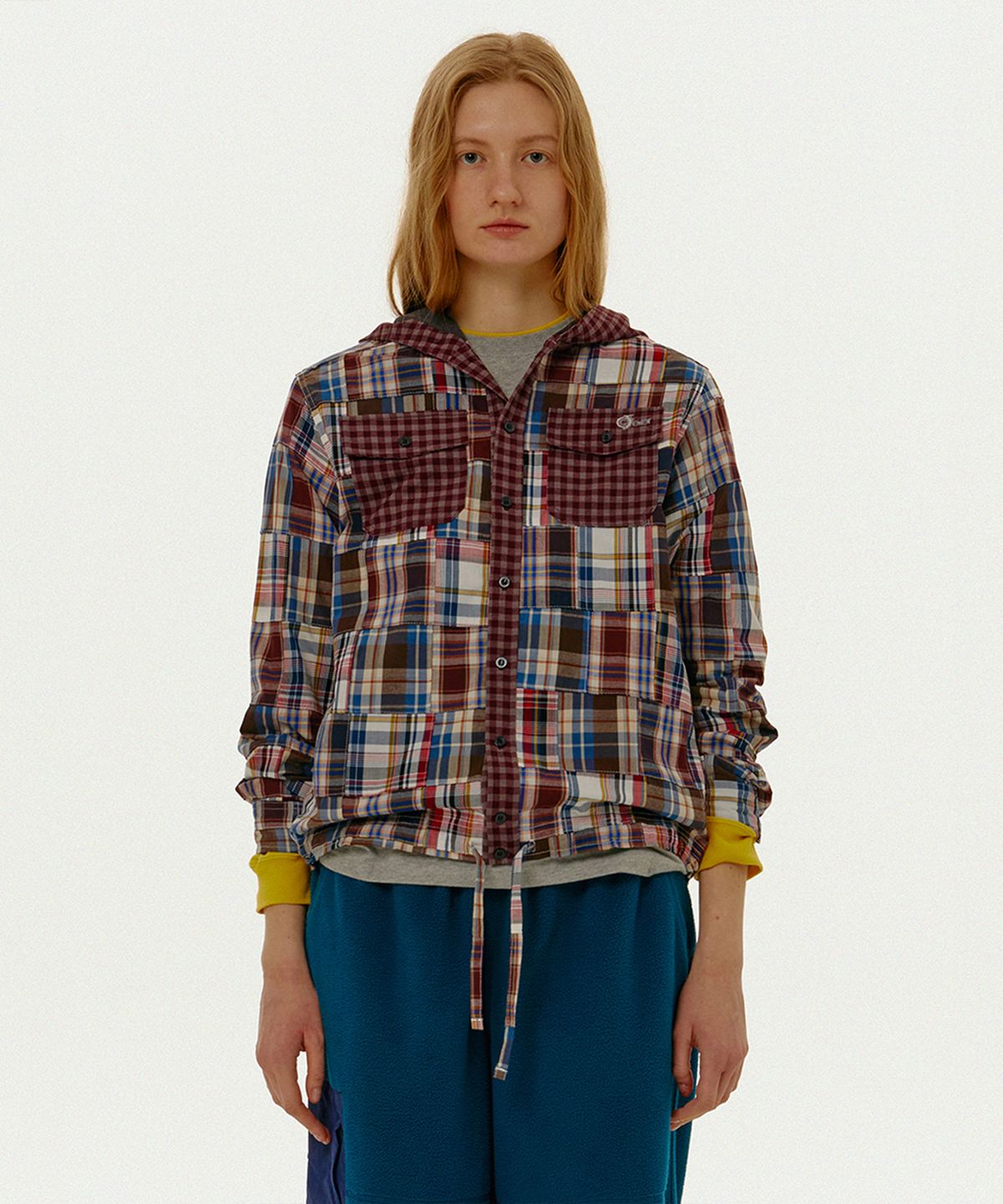테켓(TEKET) CT Curve Mix Check Shirt Burgundy