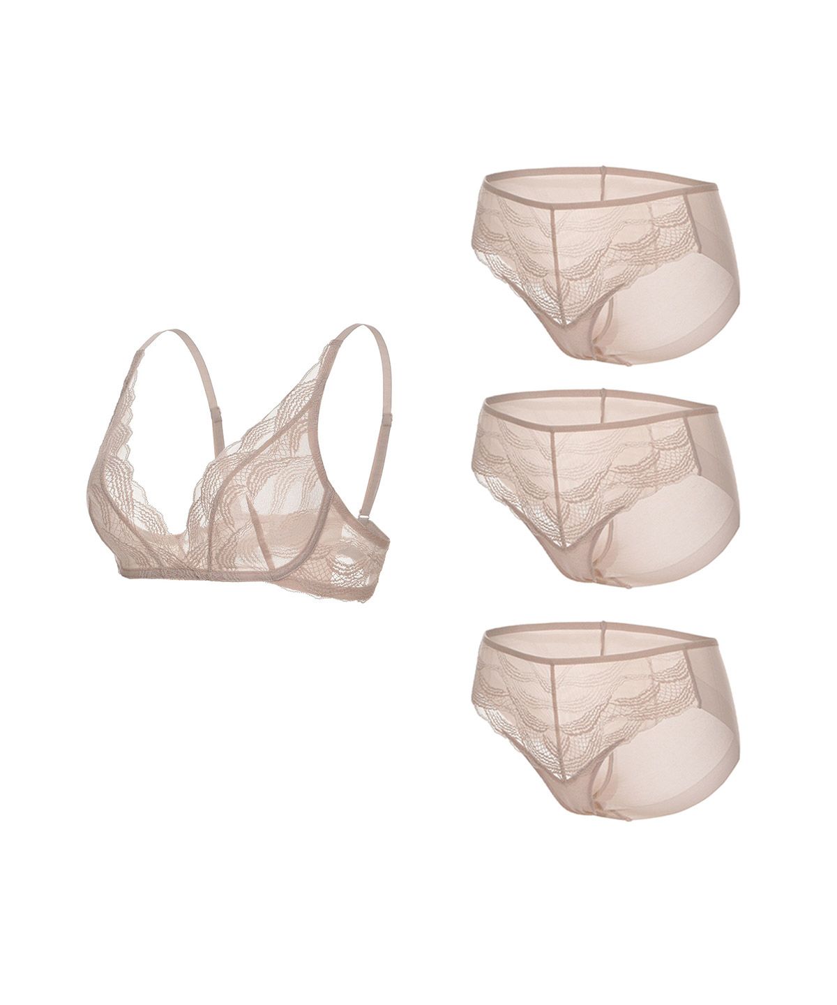 글램레이디(GLAMLADY) [4PACK]웨이브 딥 브이컷 브라렛 실속세트 4종