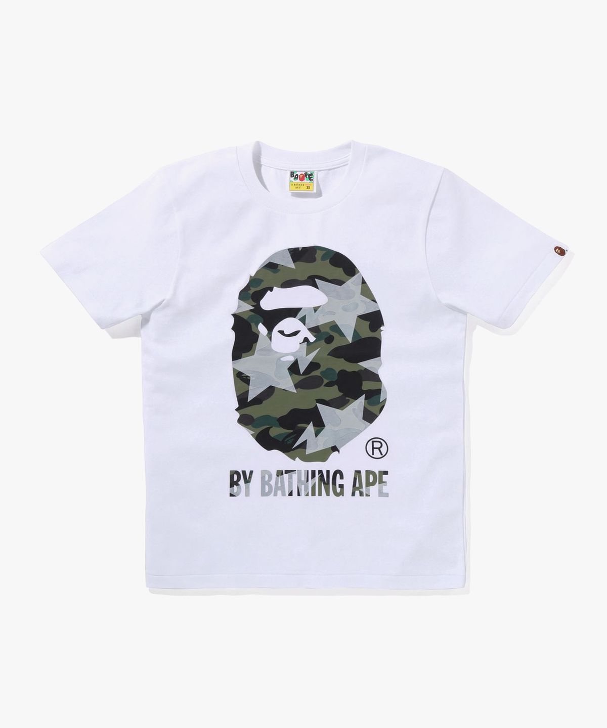 베이프(BAPE) 스타 오버 프린트 퍼스트 카모 BY BATHING APE TEE(W) WHITE/GREEN