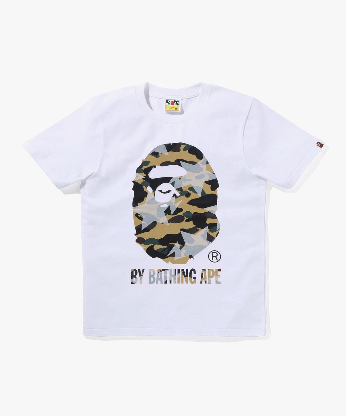 베이프(BAPE) 스타 오버 프린트 퍼스트 카모 BY BATHING APE TEE(W) WHITE/YELLOW