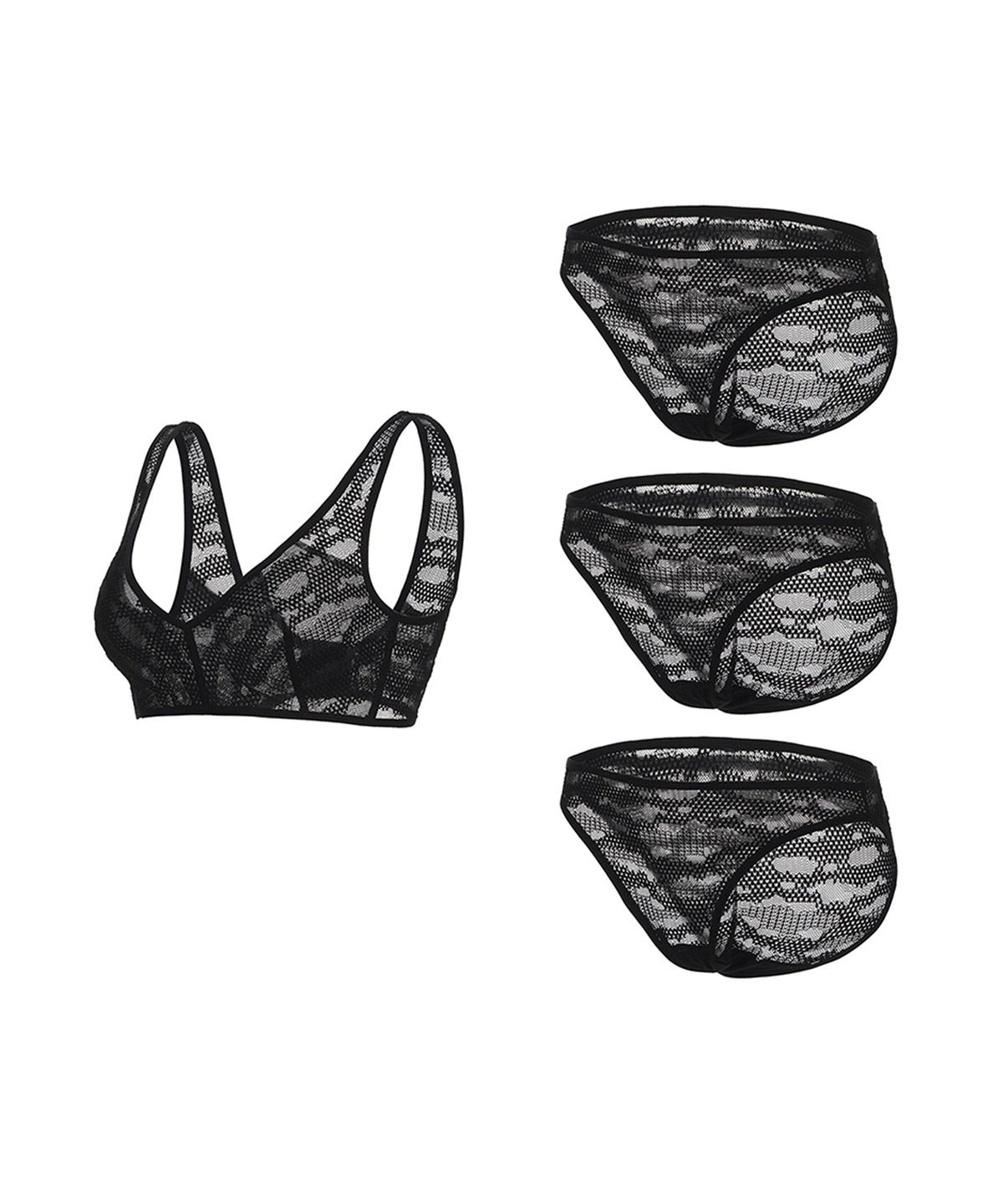 글램레이디(GLAMLADY) [4PACK]쉐도우 레이스 런닝 브라렛 실속세트 4종