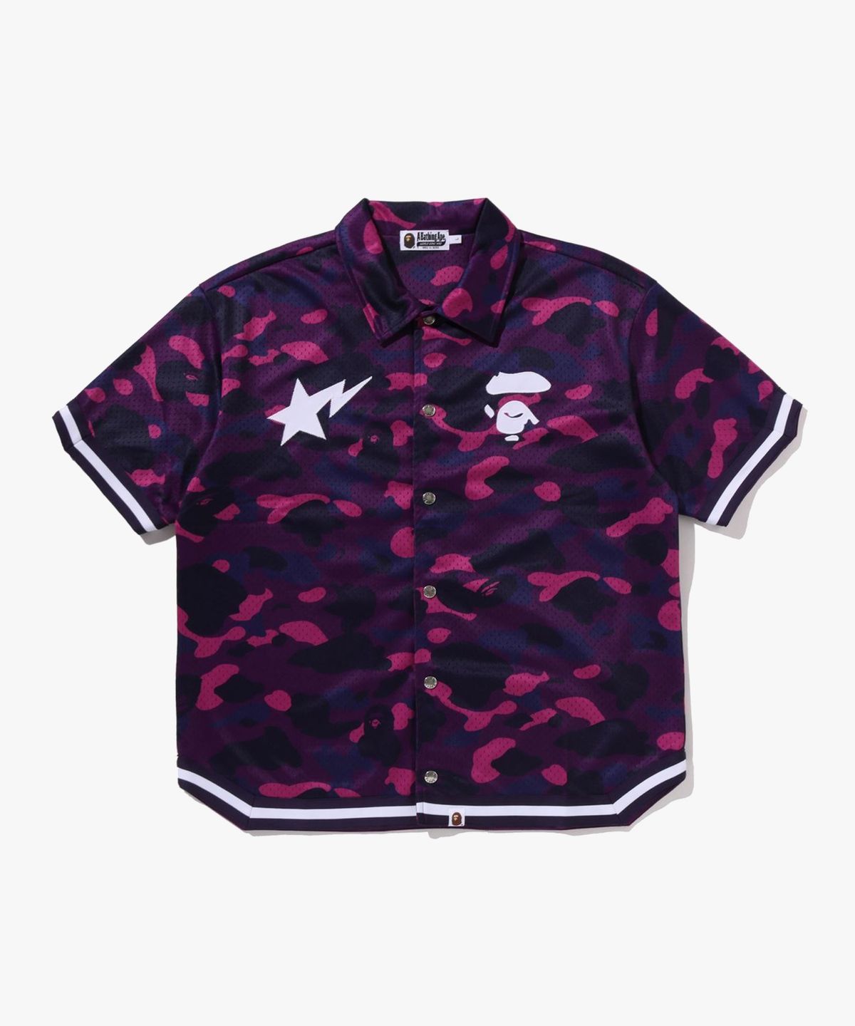 베이프(BAPE) 컬러 카모 웜 업 SS 셔츠(M) PURPLE