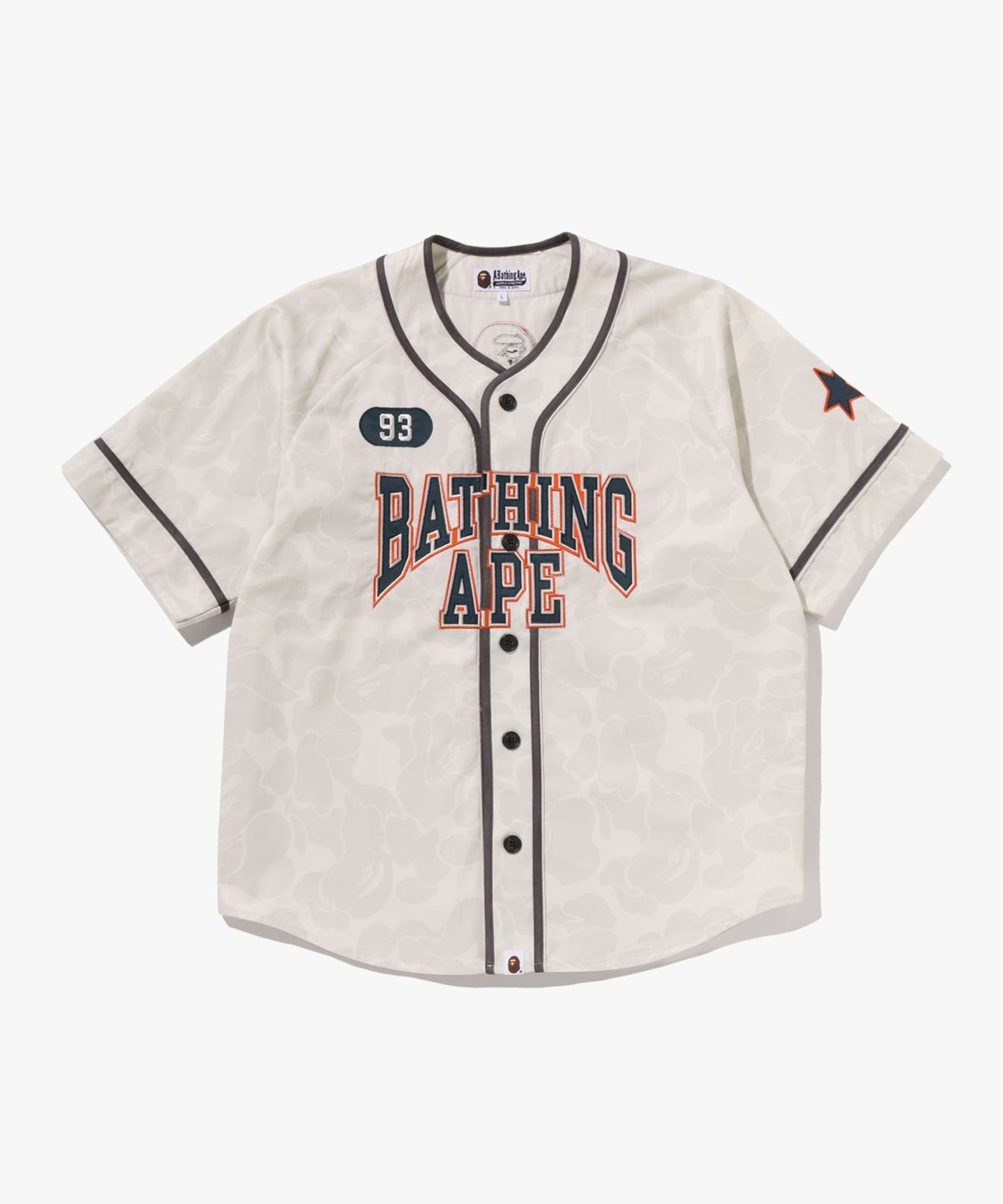 베이프(BAPE) 솔리드 카모 멀티 로고 베이스볼 SS 셔츠(M) IVORY