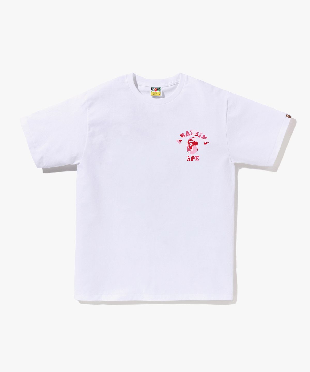 베이프(BAPE) ABC 카모 콜리지 ATS 티셔츠(M) WHITE/PINK