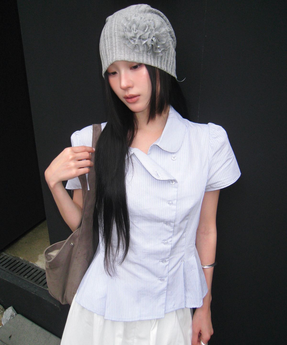 미쏘(MIXXO) 라운드카라 스트라이프 셔츠_MIWYAG608G MIWYAG90QG